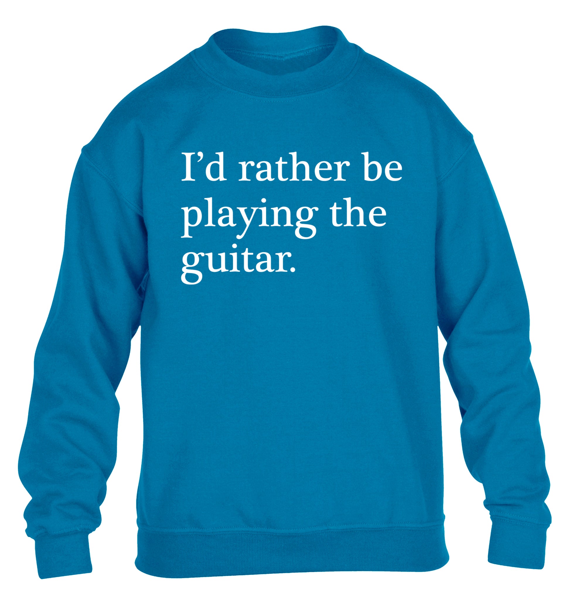 I'd rather be playing the guitar children's blue sweater 12-14 Years