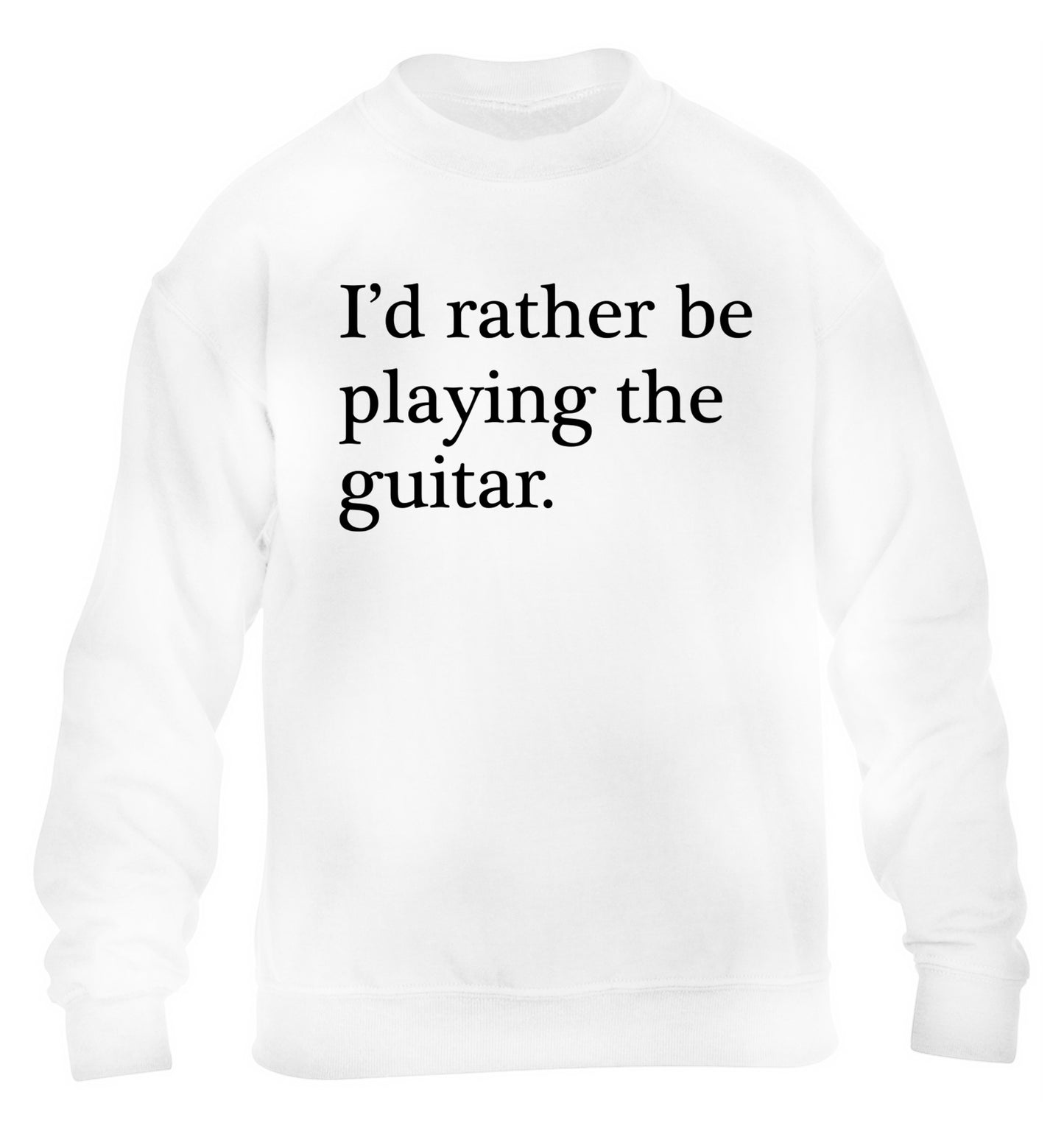 I'd rather be playing the guitar children's white sweater 12-14 Years