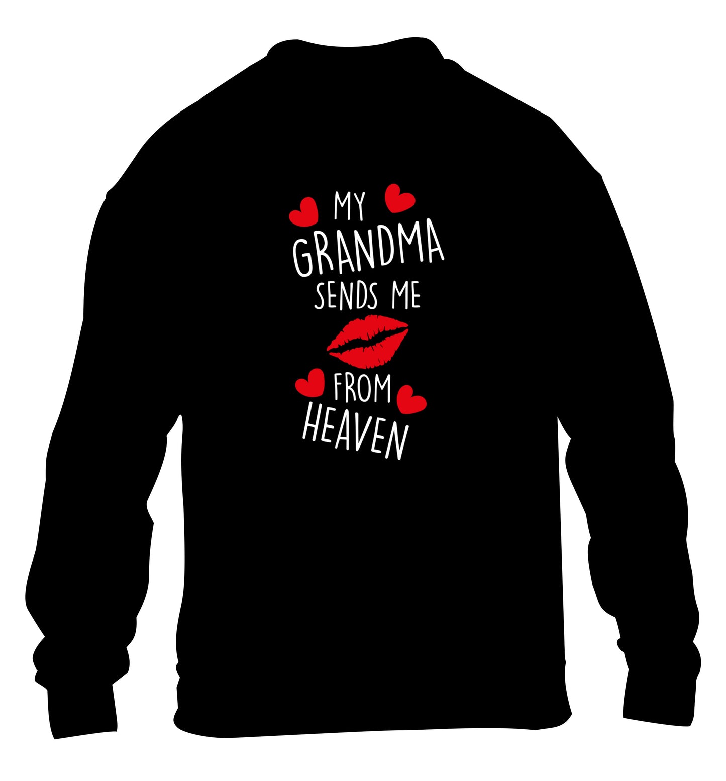 My grandma sends me kisses from heaven children's black sweater 12-14 Years