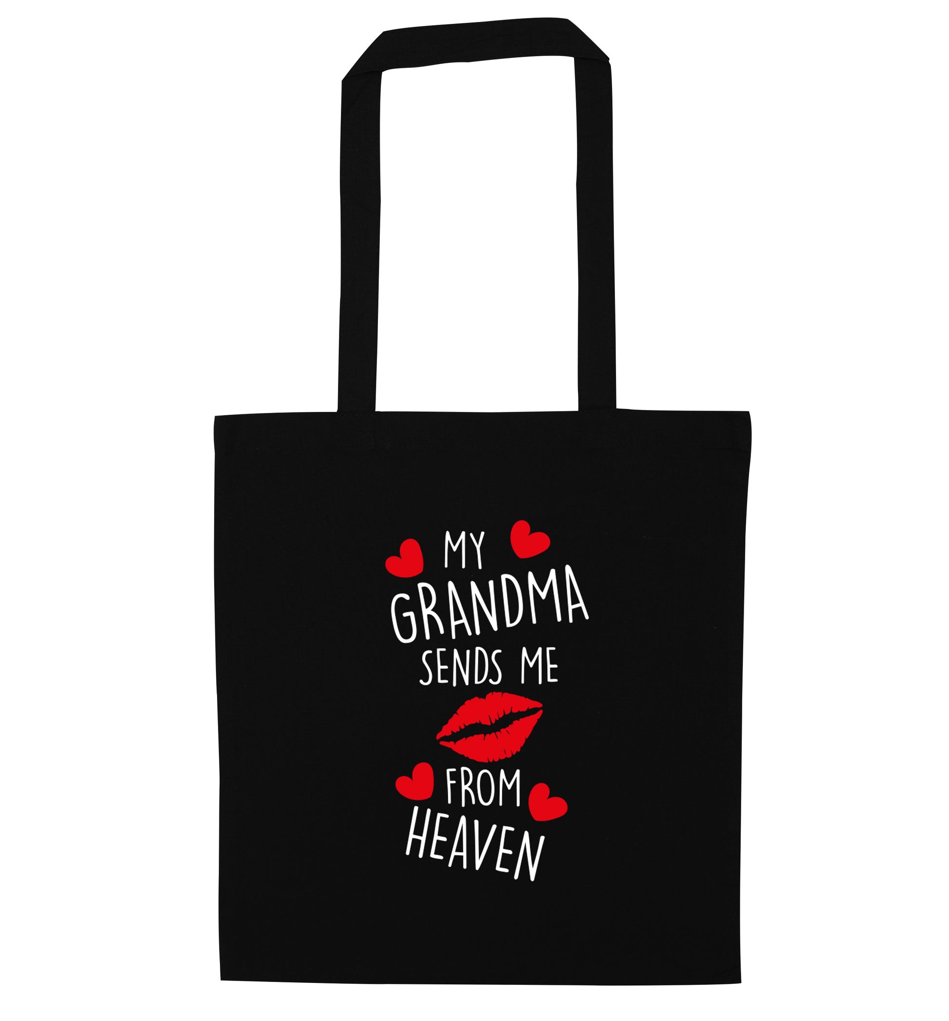 My grandma sends me kisses from heaven black tote bag