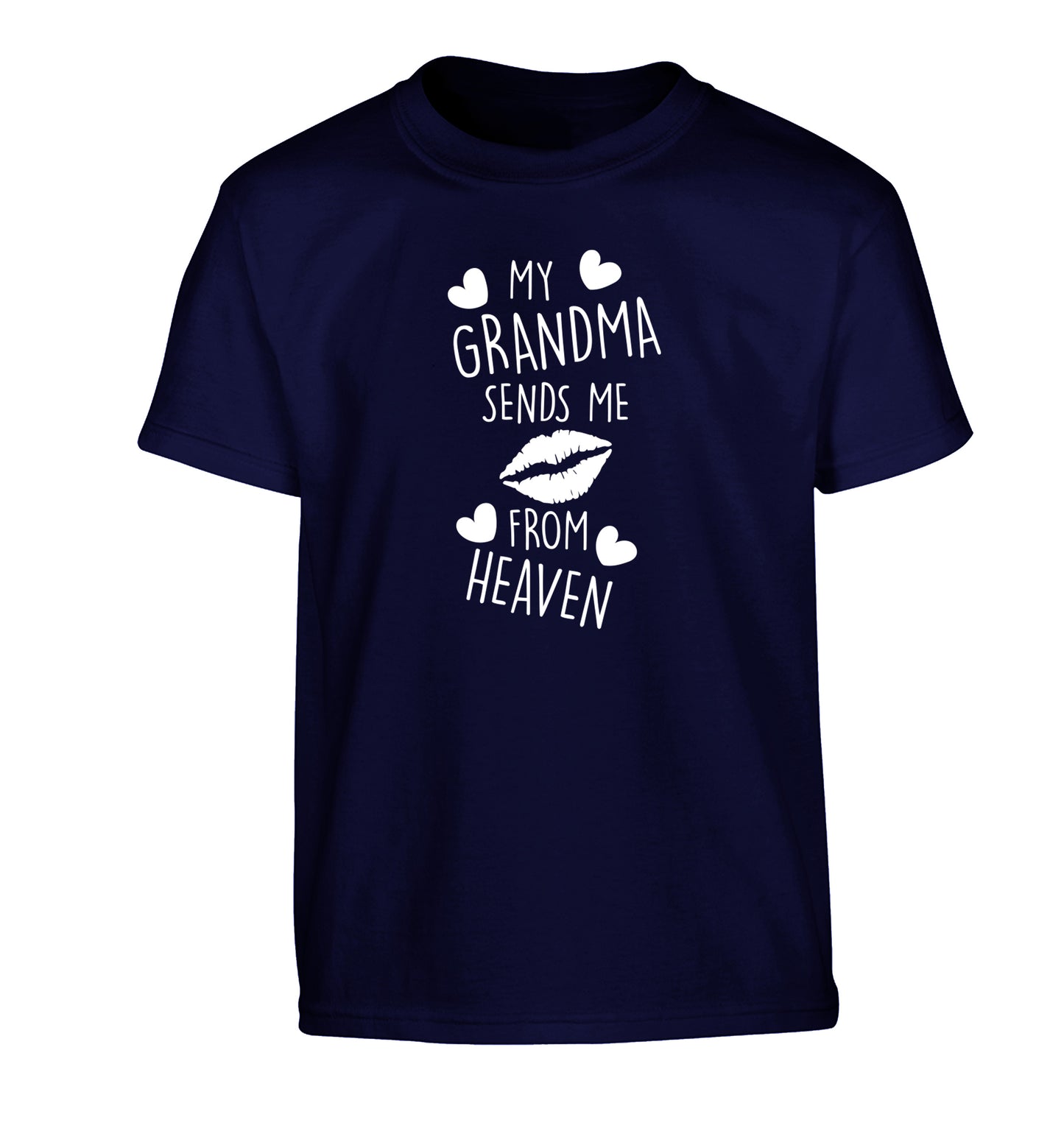 My grandma sends me kisses from heaven Children's navy Tshirt 12-14 Years