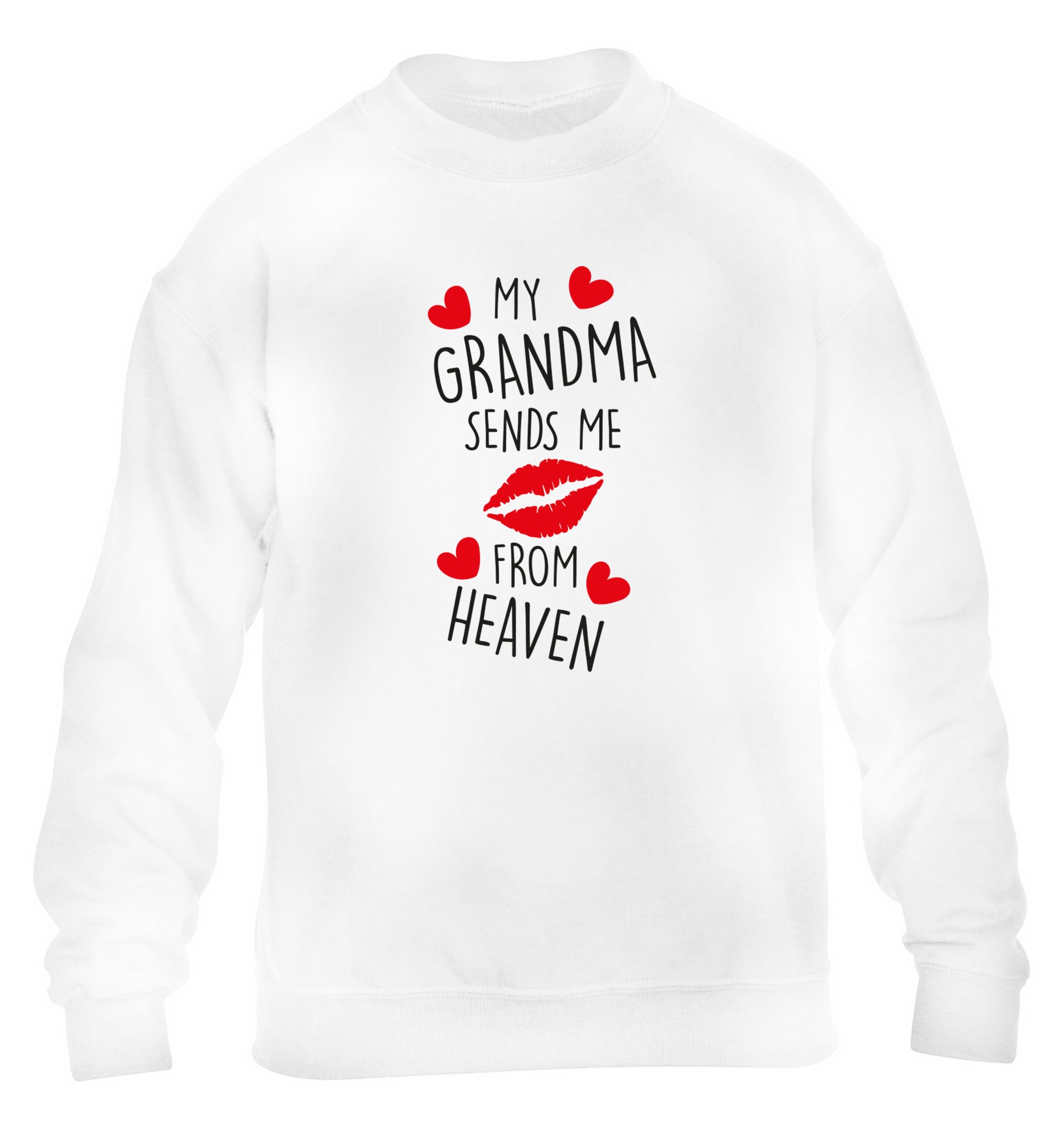My grandma sends me kisses from heaven children's white sweater 12-14 Years