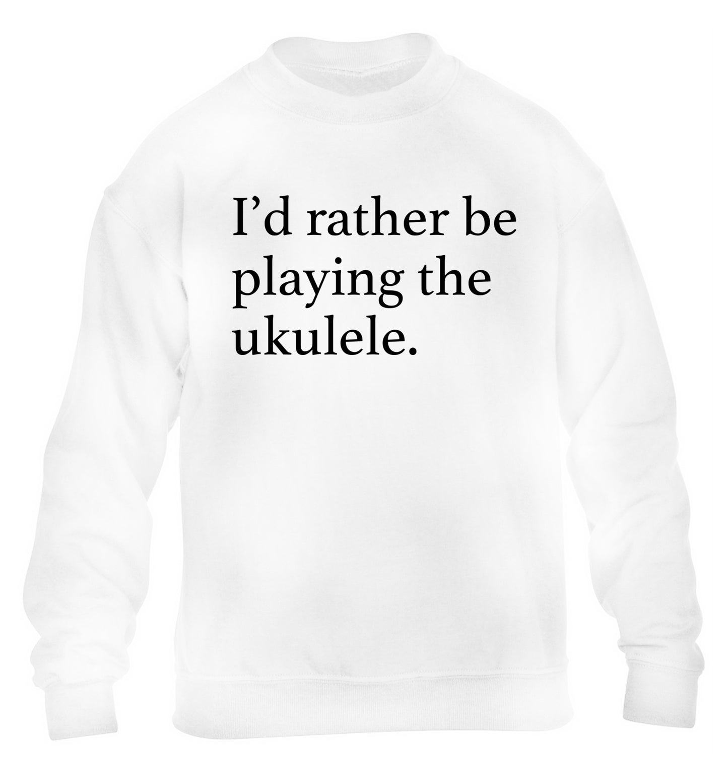 I'd rather by playing the ukulele children's white sweater 12-14 Years