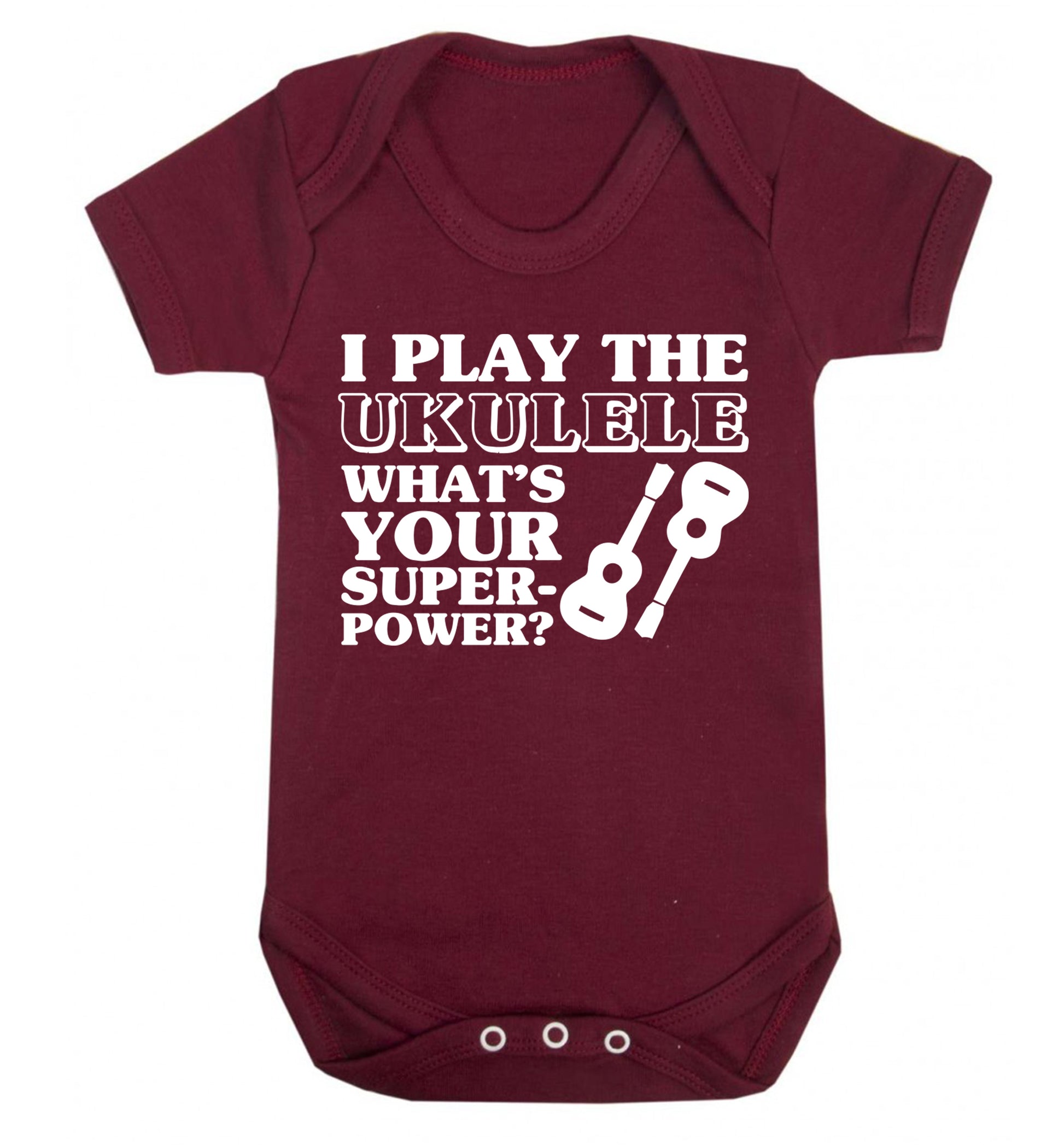 I play the ukulele what's your superpower? Baby Vest maroon 18-24 months