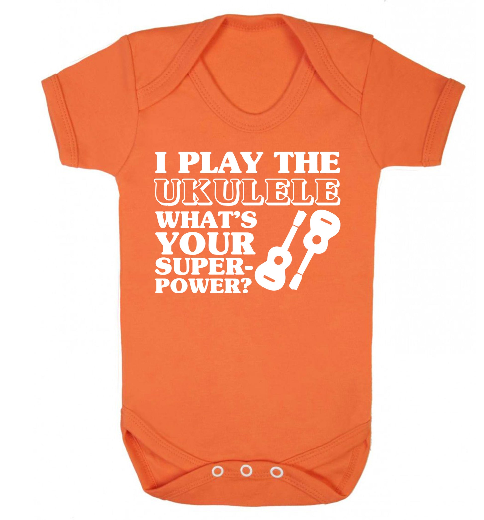 I play the ukulele what's your superpower? Baby Vest orange 18-24 months