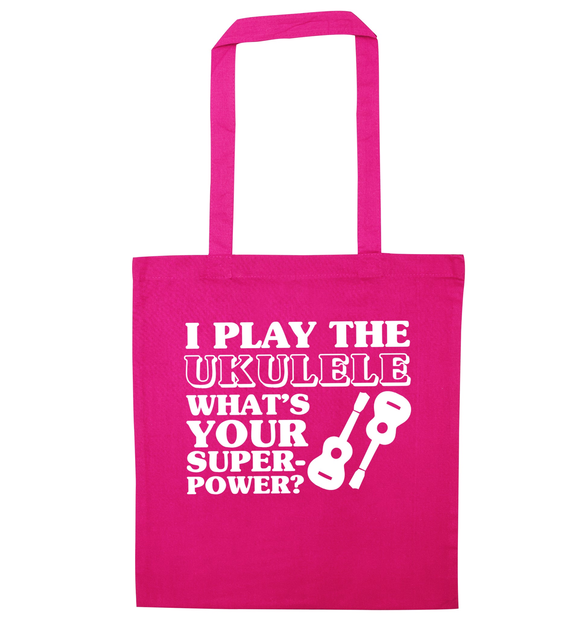 I play the ukulele what's your superpower? pink tote bag