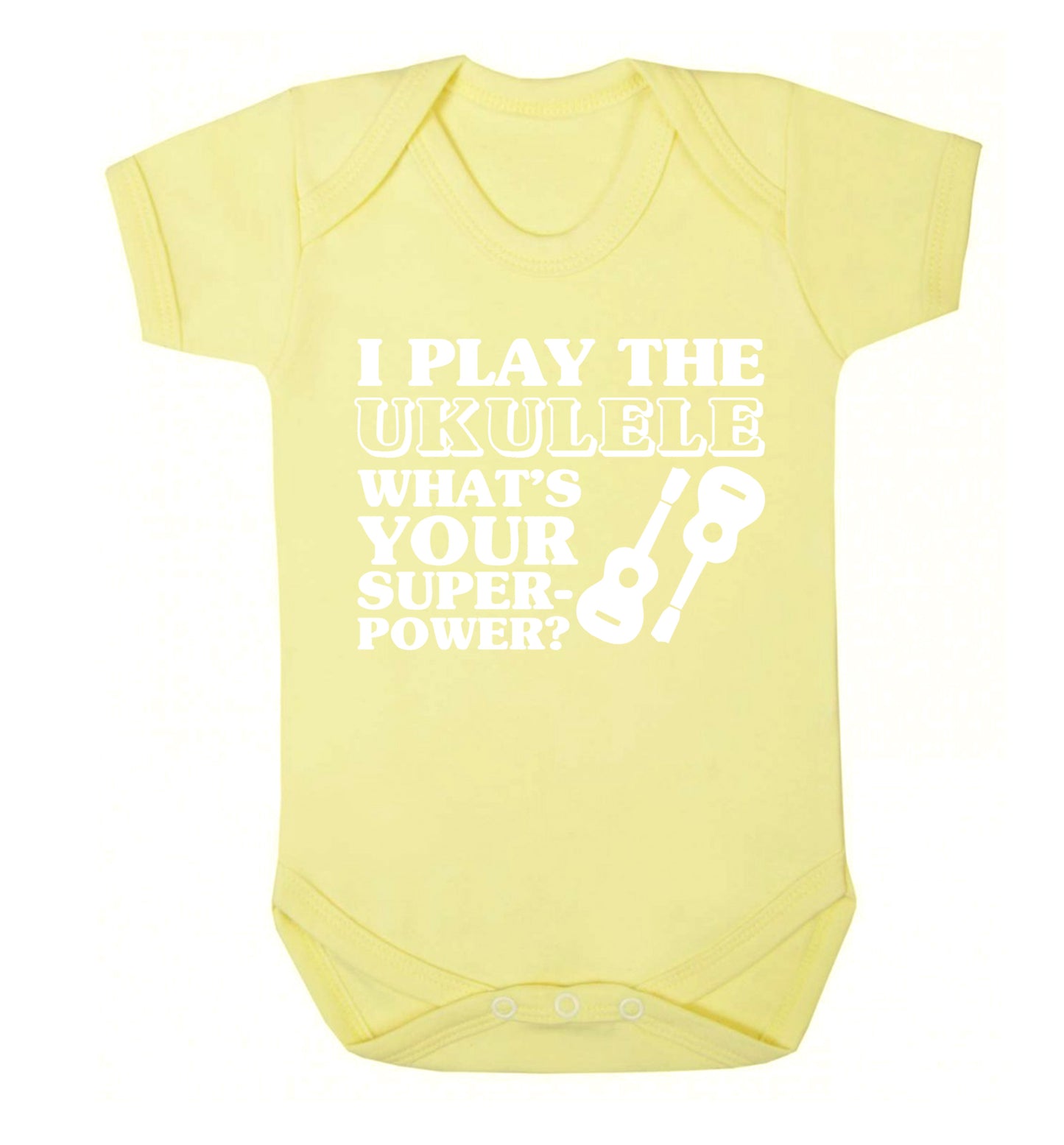 I play the ukulele what's your superpower? Baby Vest pale yellow 18-24 months