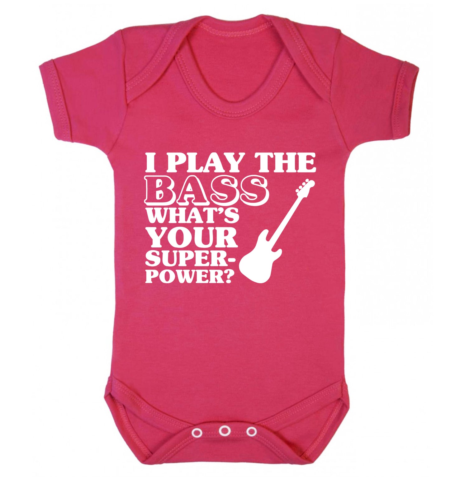 I play the bass what's your superpower? Baby Vest dark pink 18-24 months