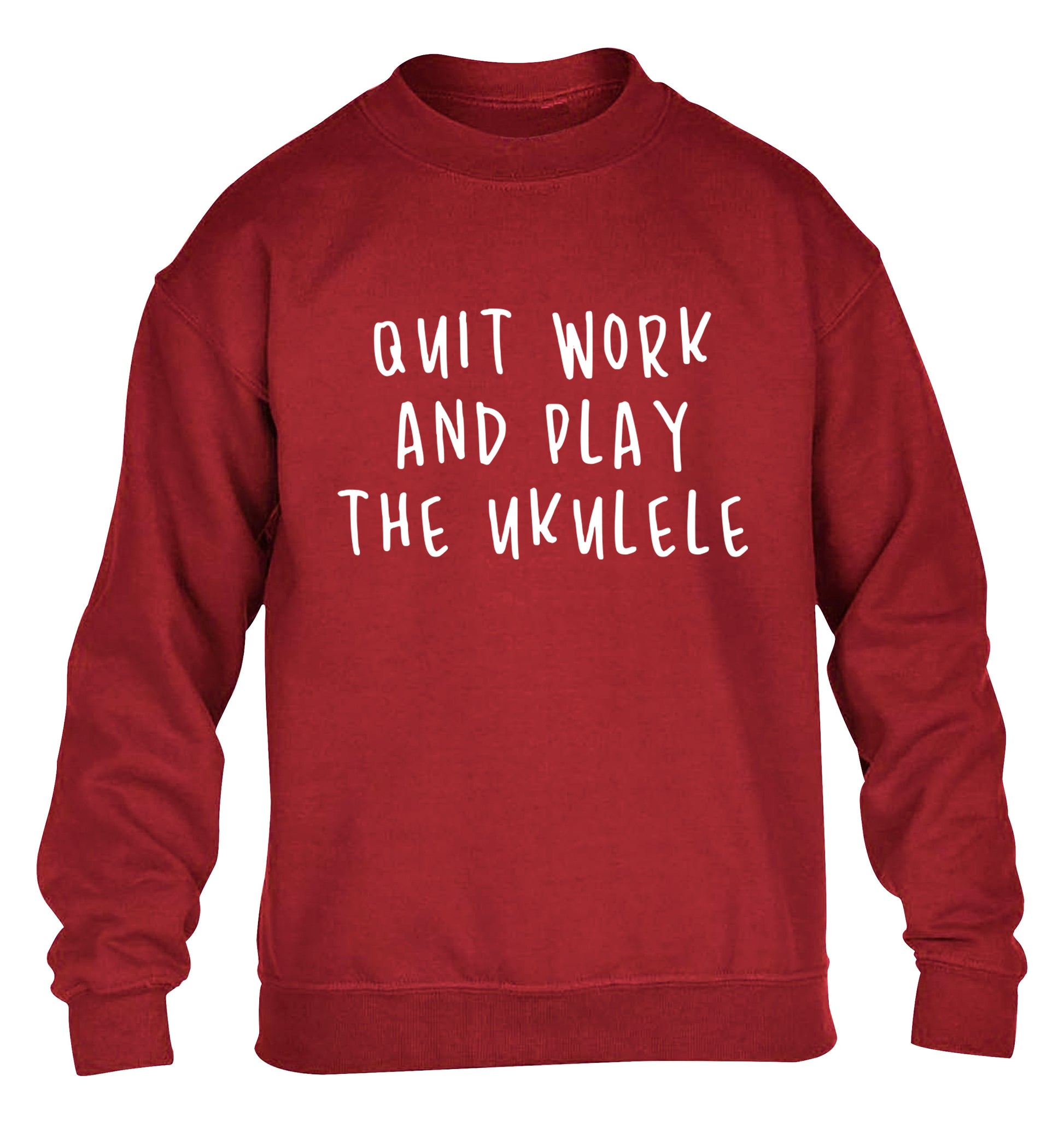 Quit work and play the ukulele children's grey sweater 12-14 Years