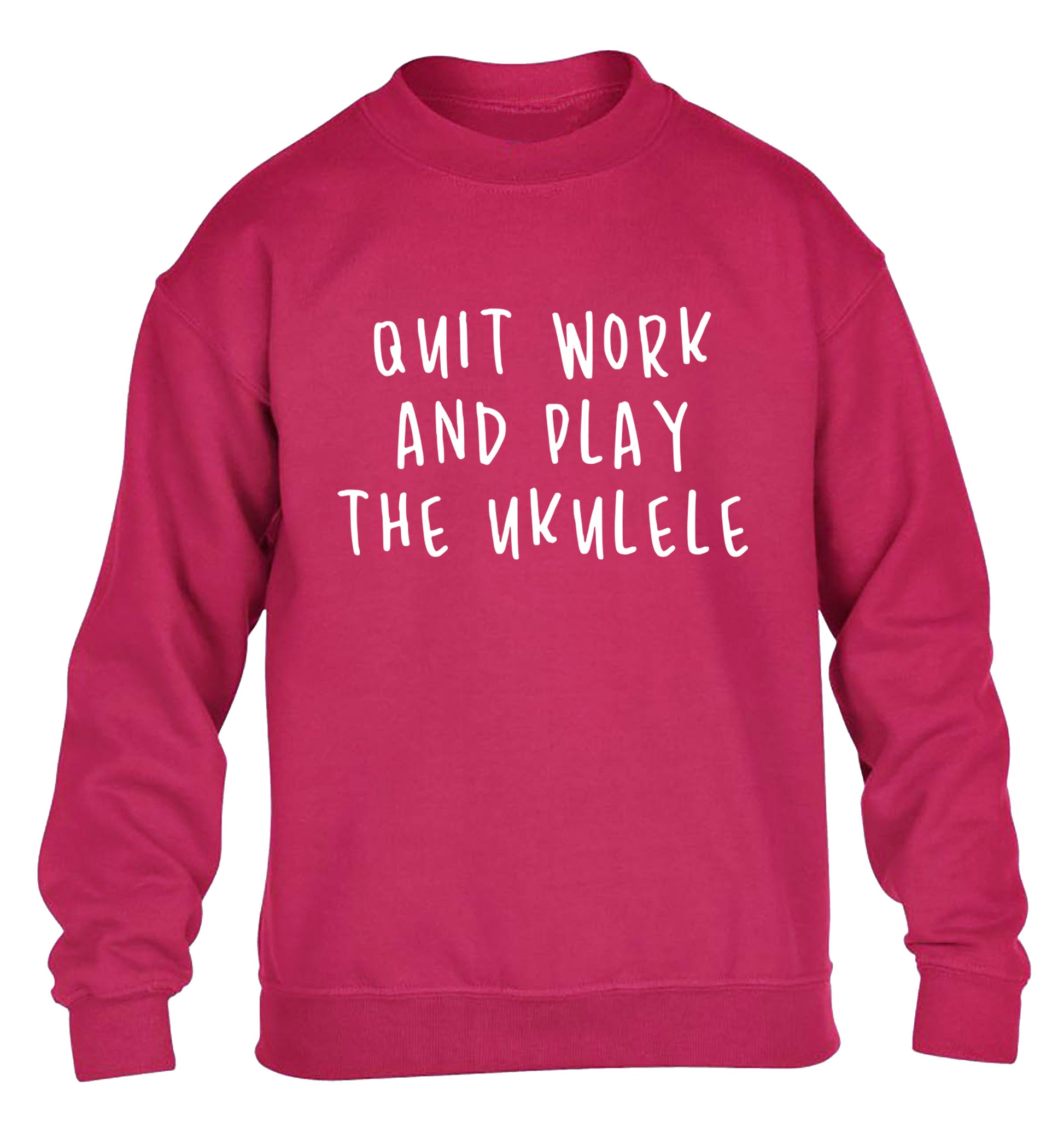 Quit work and play the ukulele children's pink sweater 12-14 Years