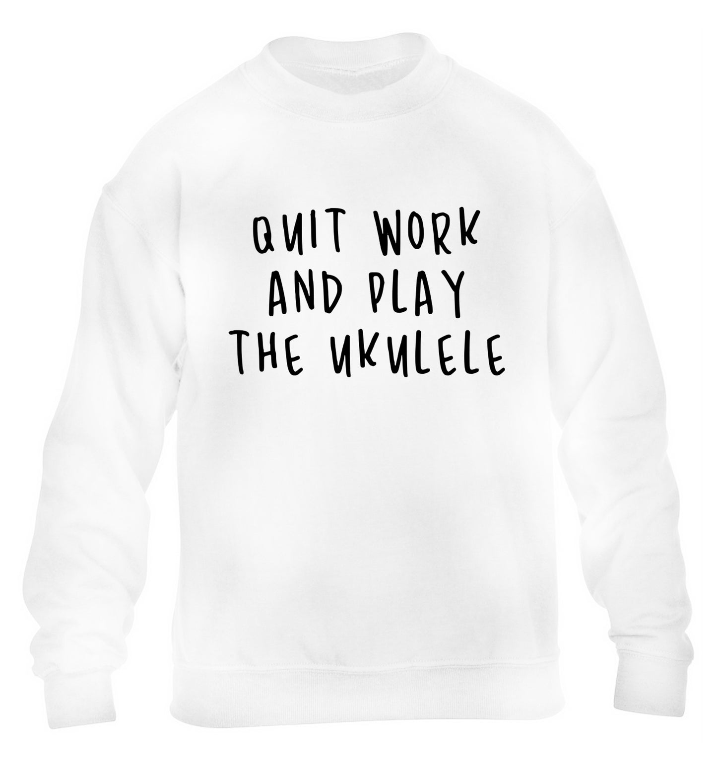 Quit work and play the ukulele children's white sweater 12-14 Years