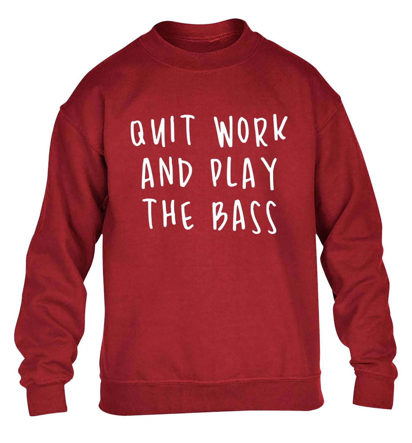 Quit work and play the bass children's grey sweater 12-14 Years