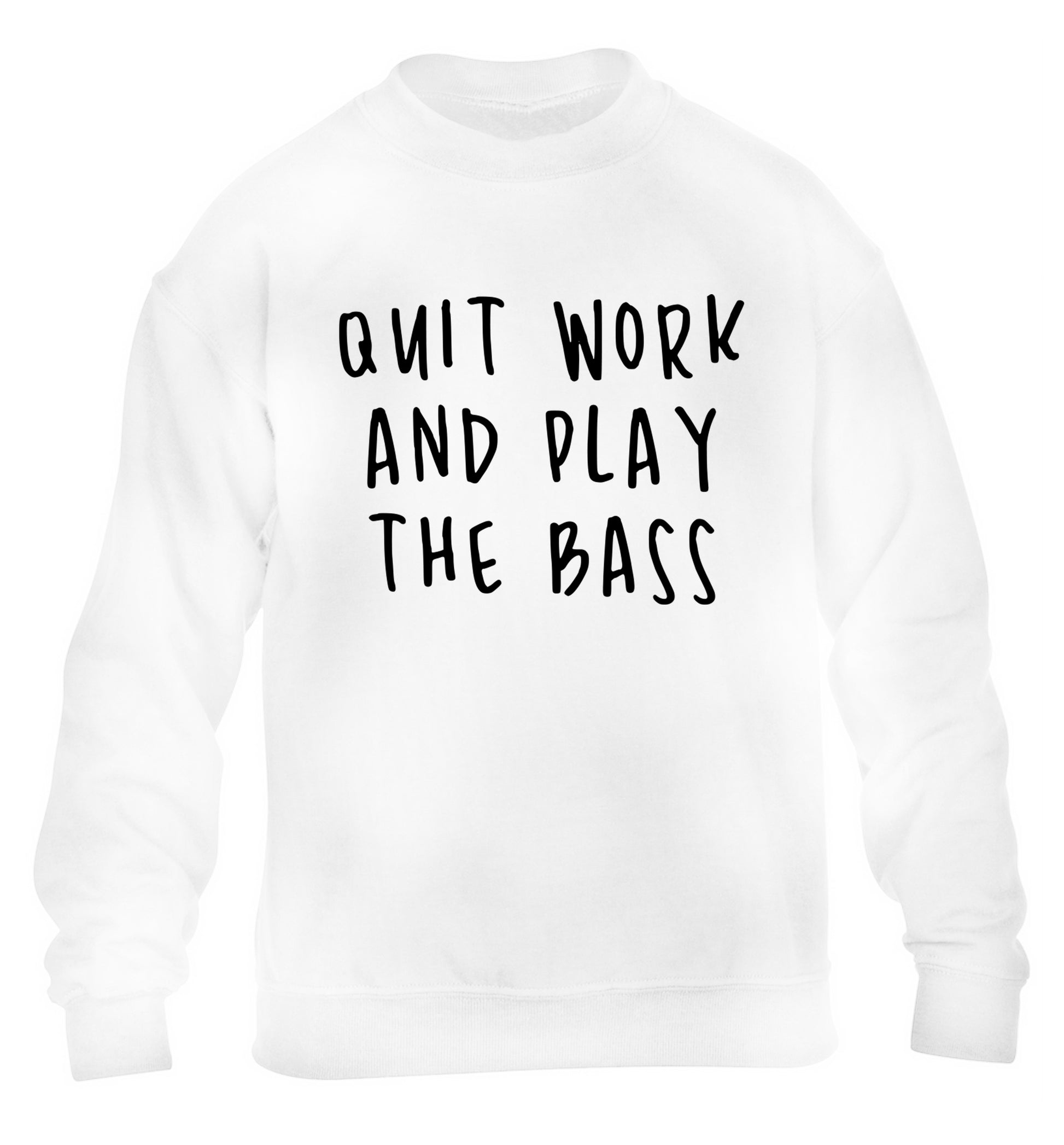 Quit work and play the bass children's white sweater 12-14 Years