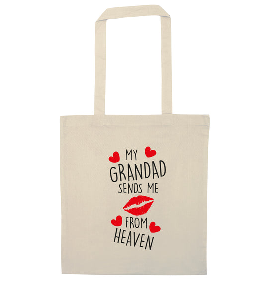 My grandad sends me kisses from heaven natural tote bag