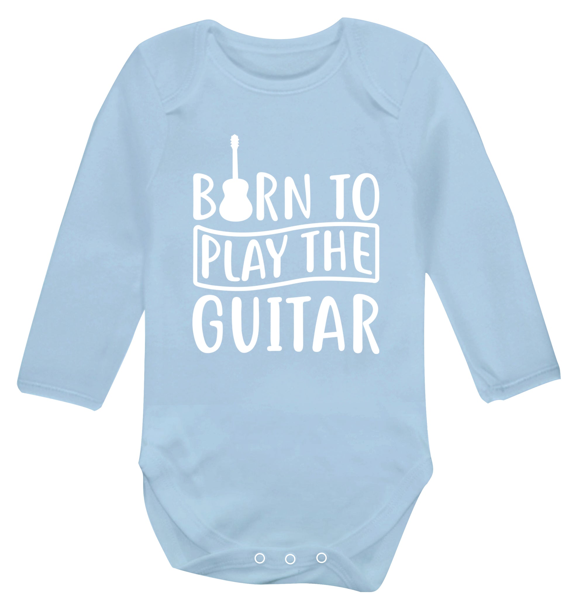 Born to play the guitar Baby Vest long sleeved pale blue 6-12 months