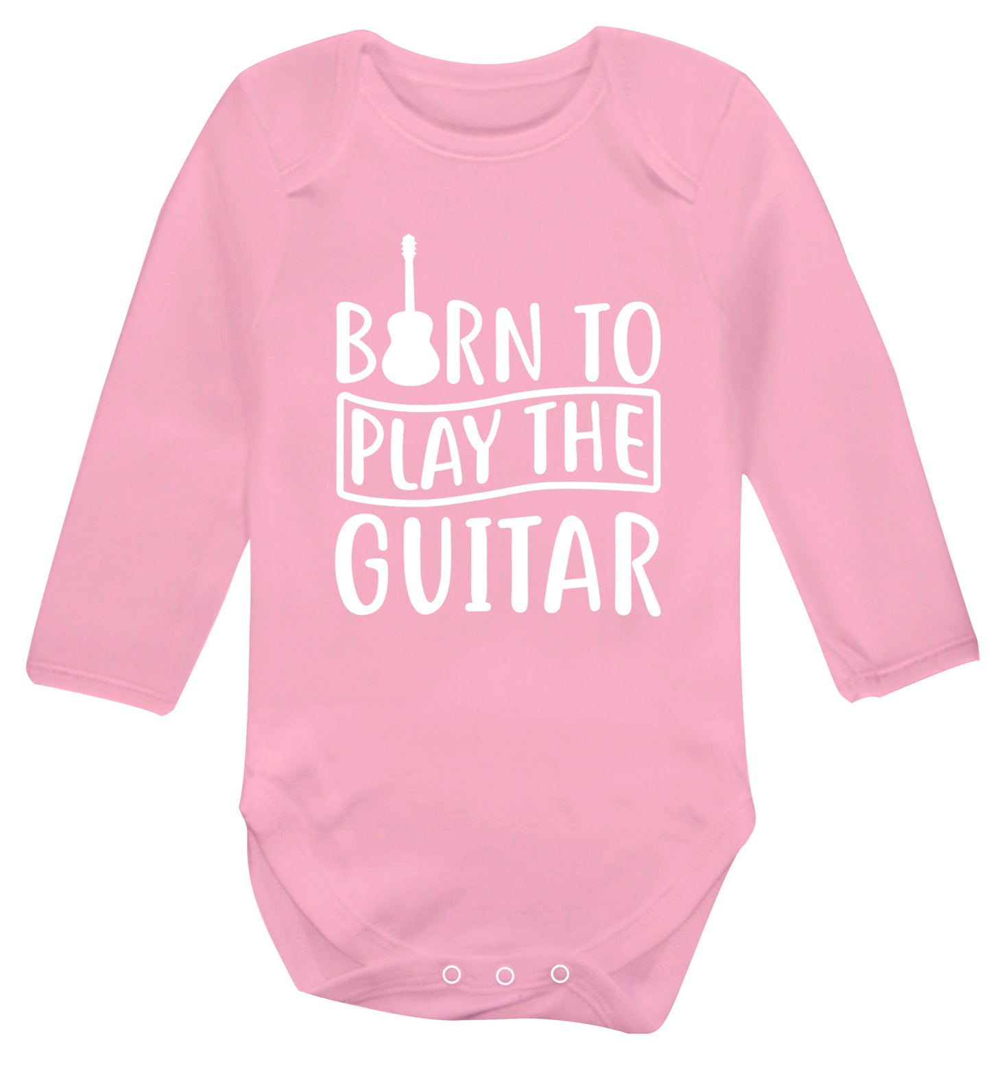 Born to play the guitar Baby Vest long sleeved pale pink 6-12 months
