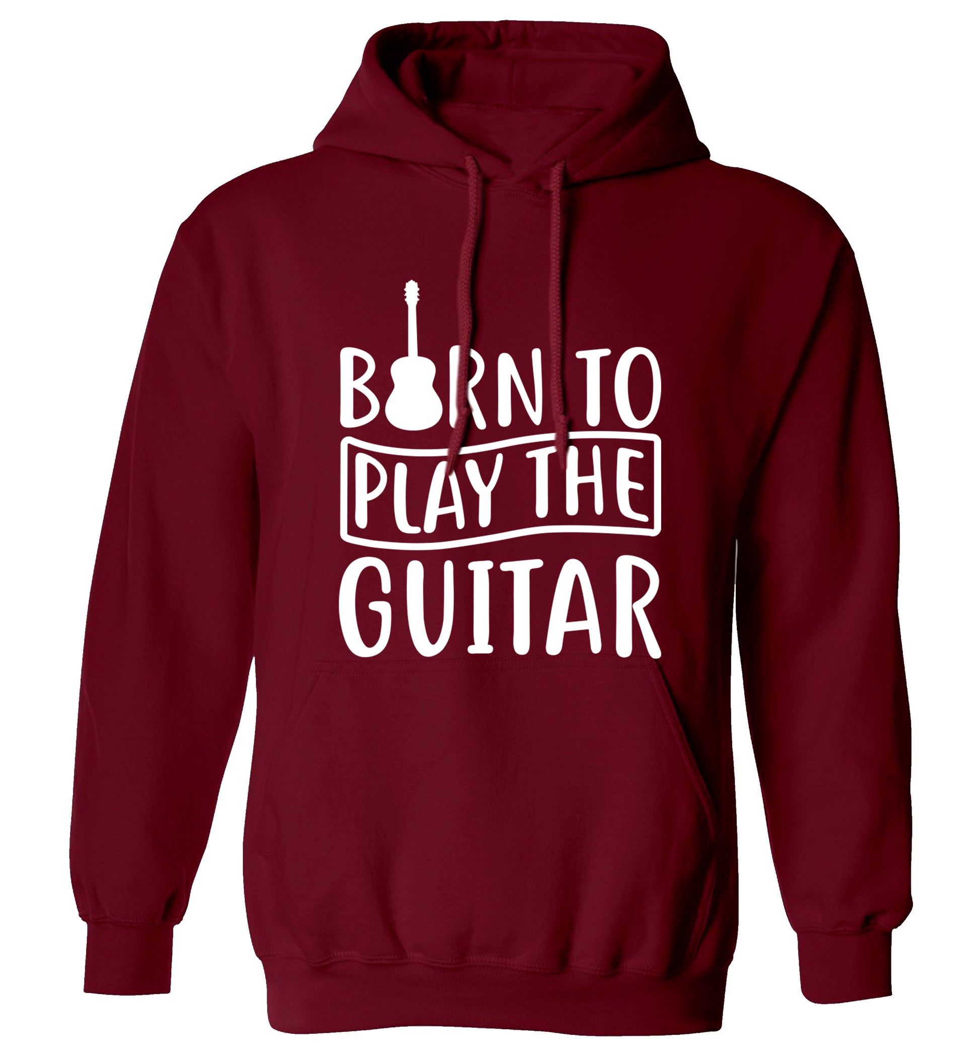 Born to play the guitar adults unisex maroon hoodie 2XL