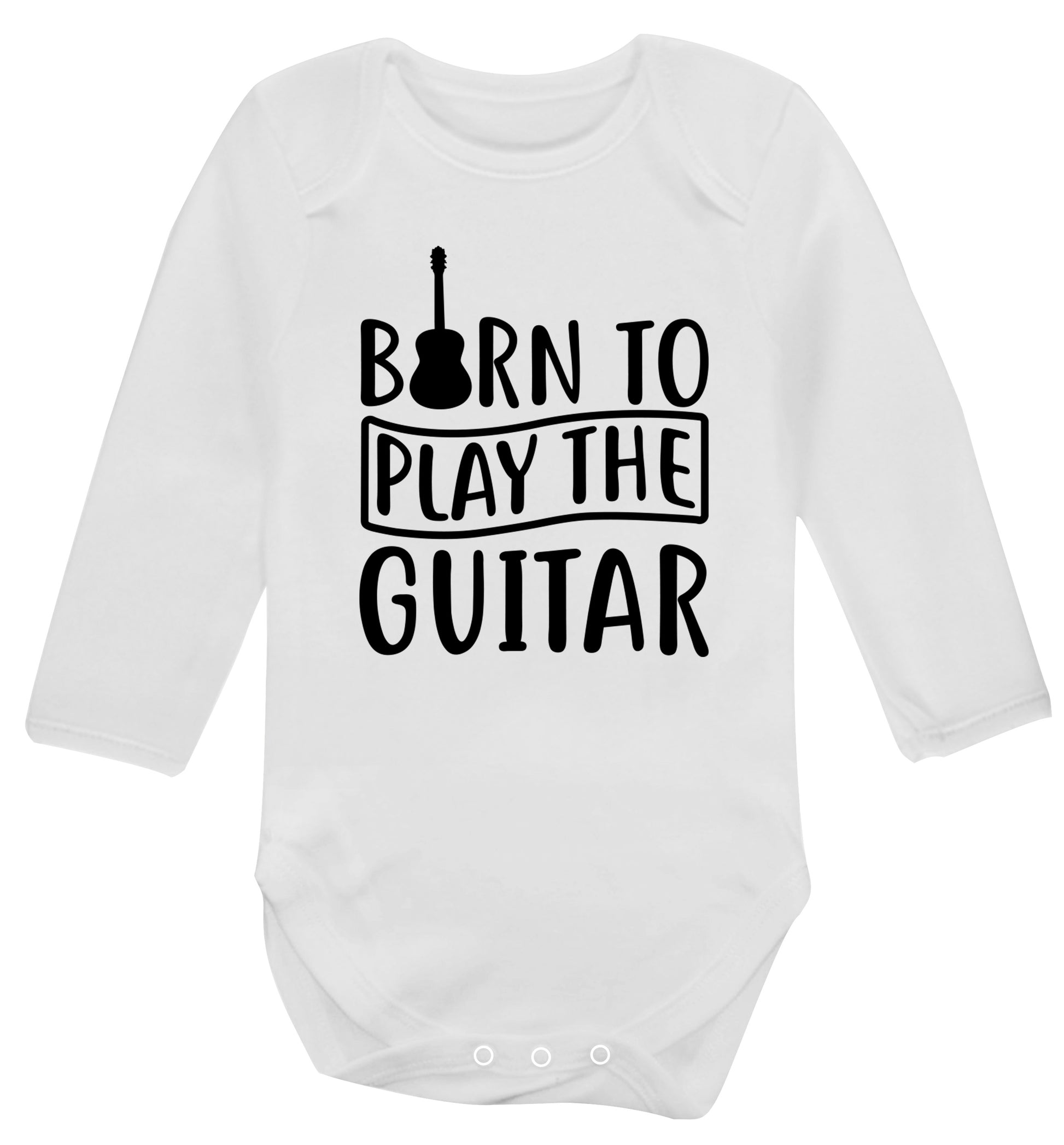 Born to play the guitar Baby Vest long sleeved white 6-12 months