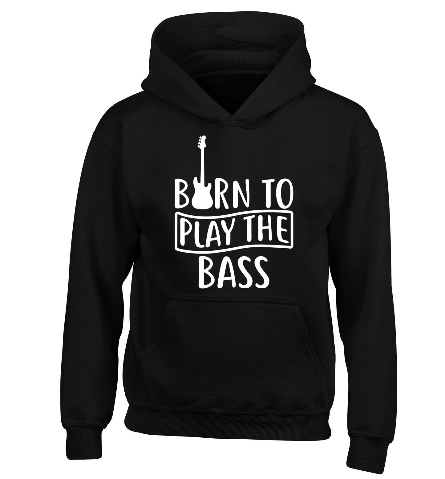 Born to play the bass children's black hoodie 12-14 Years