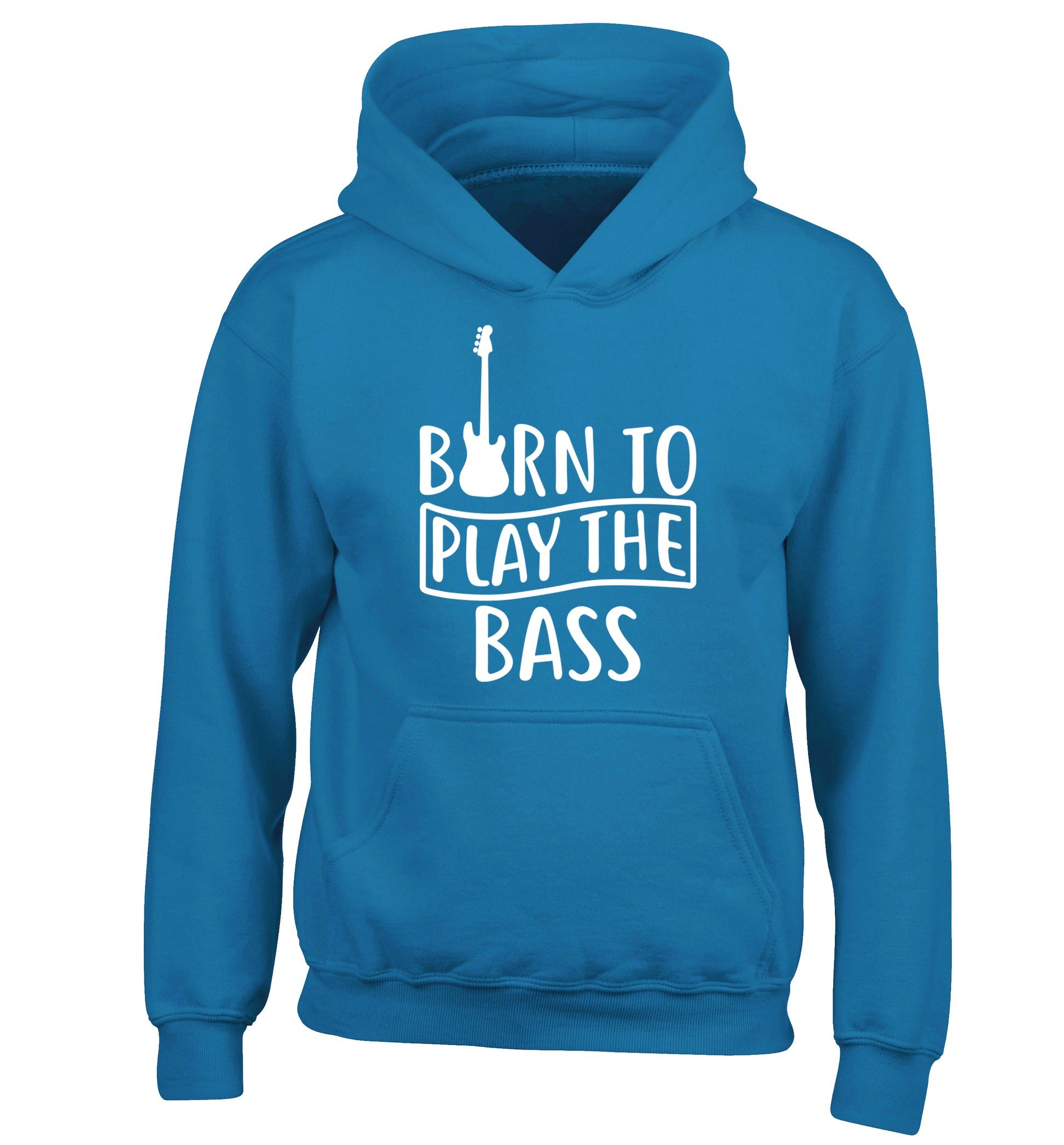 Born to play the bass children's blue hoodie 12-14 Years