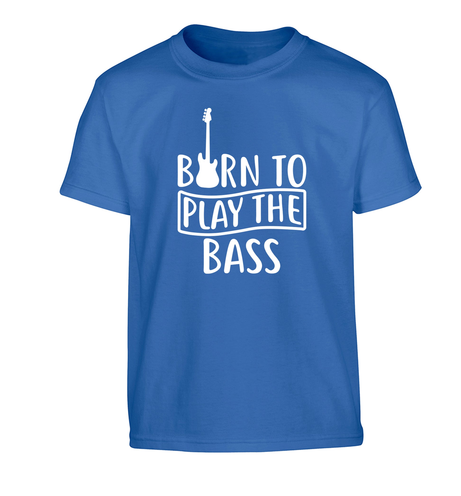 Born to play the bass Children's blue Tshirt 12-14 Years