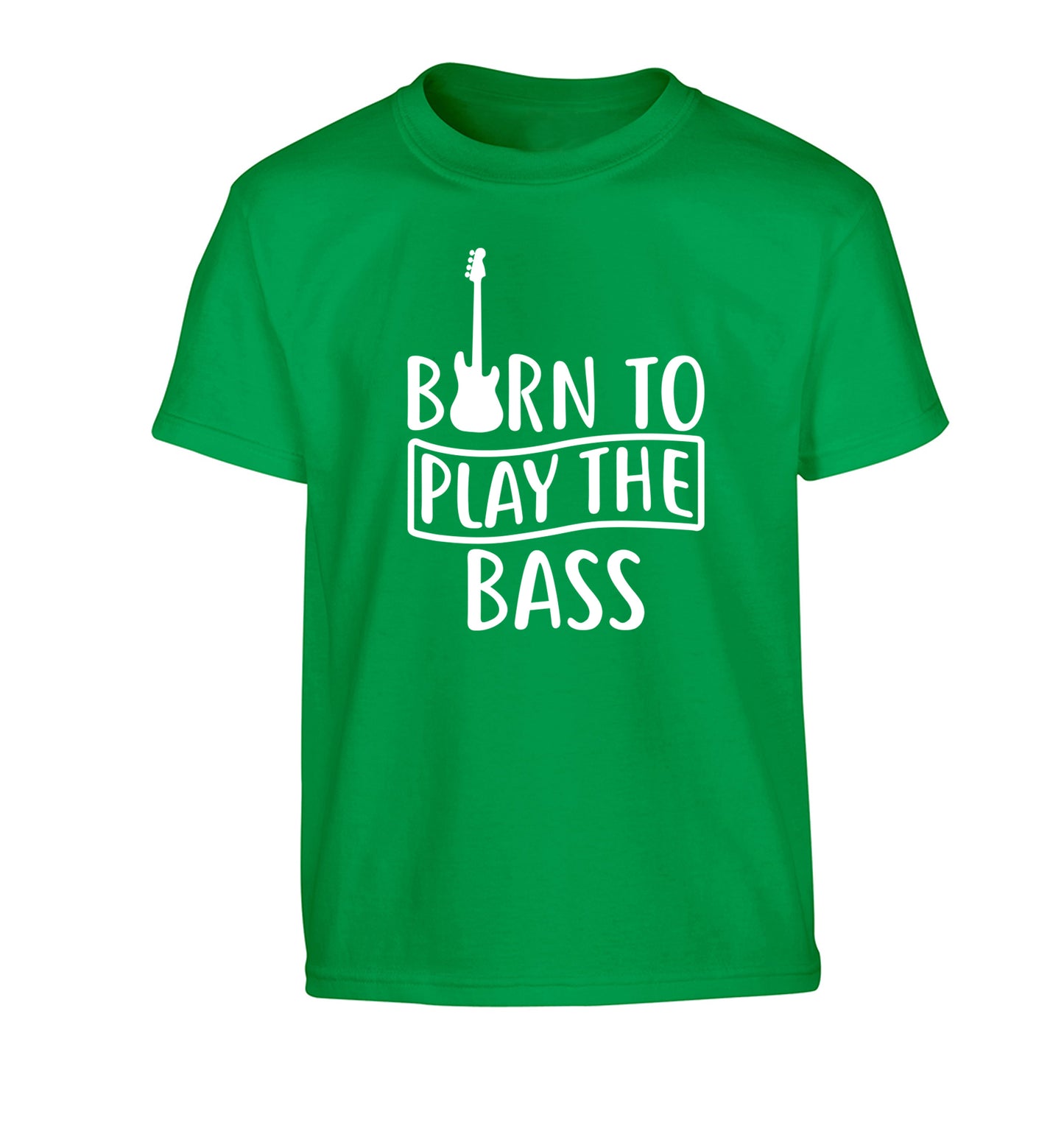 Born to play the bass Children's green Tshirt 12-14 Years