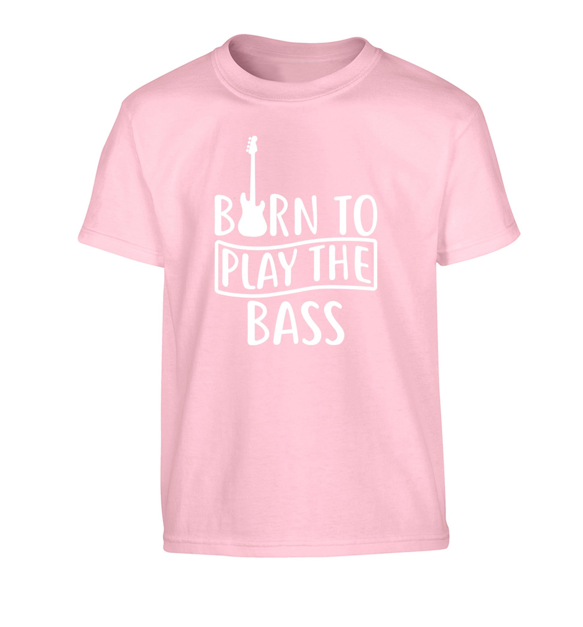 Born to play the bass Children's light pink Tshirt 12-14 Years