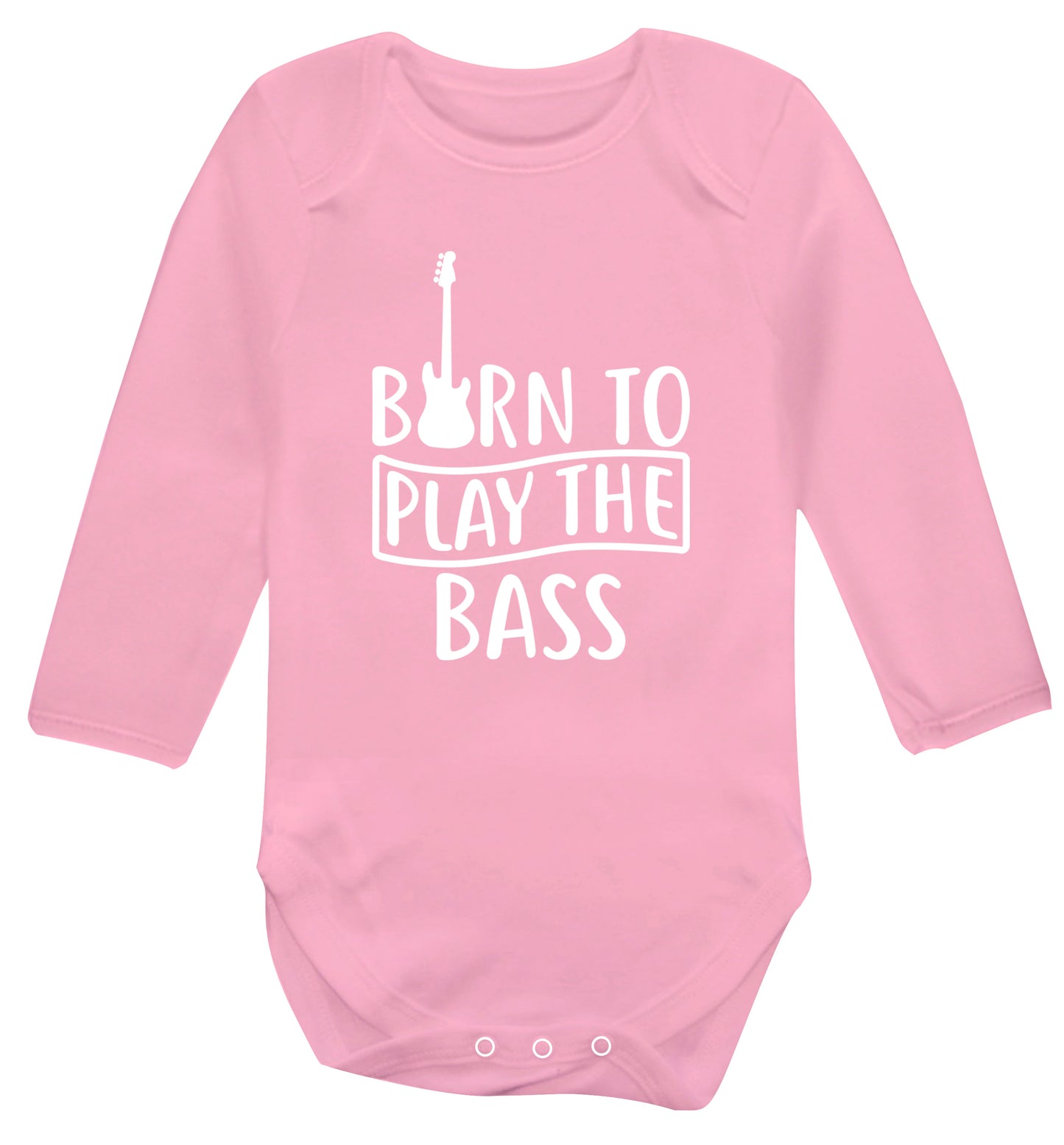 Born to play the bass Baby Vest long sleeved pale pink 6-12 months