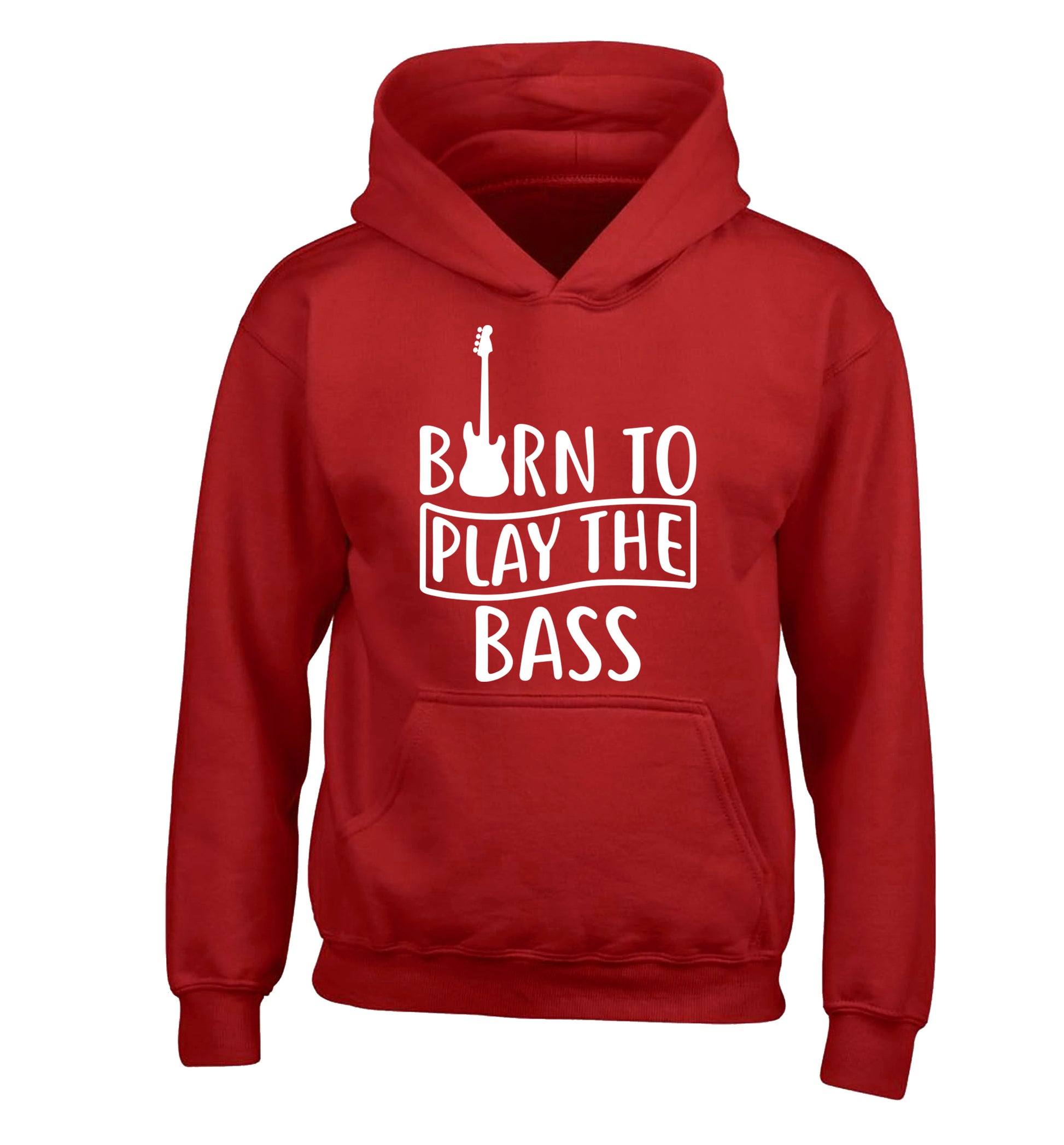Born to play the bass children's red hoodie 12-14 Years