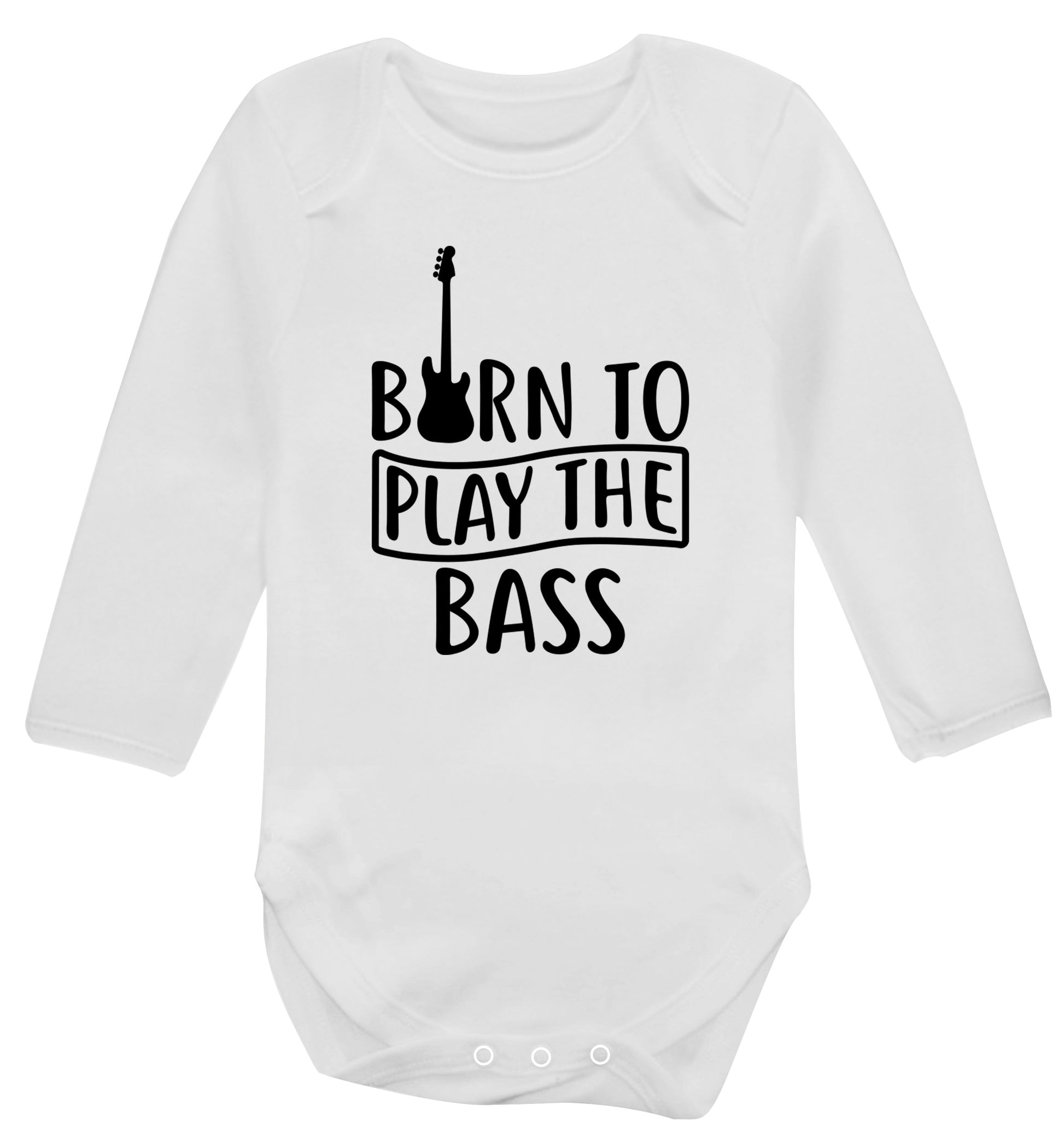 Born to play the bass Baby Vest long sleeved white 6-12 months