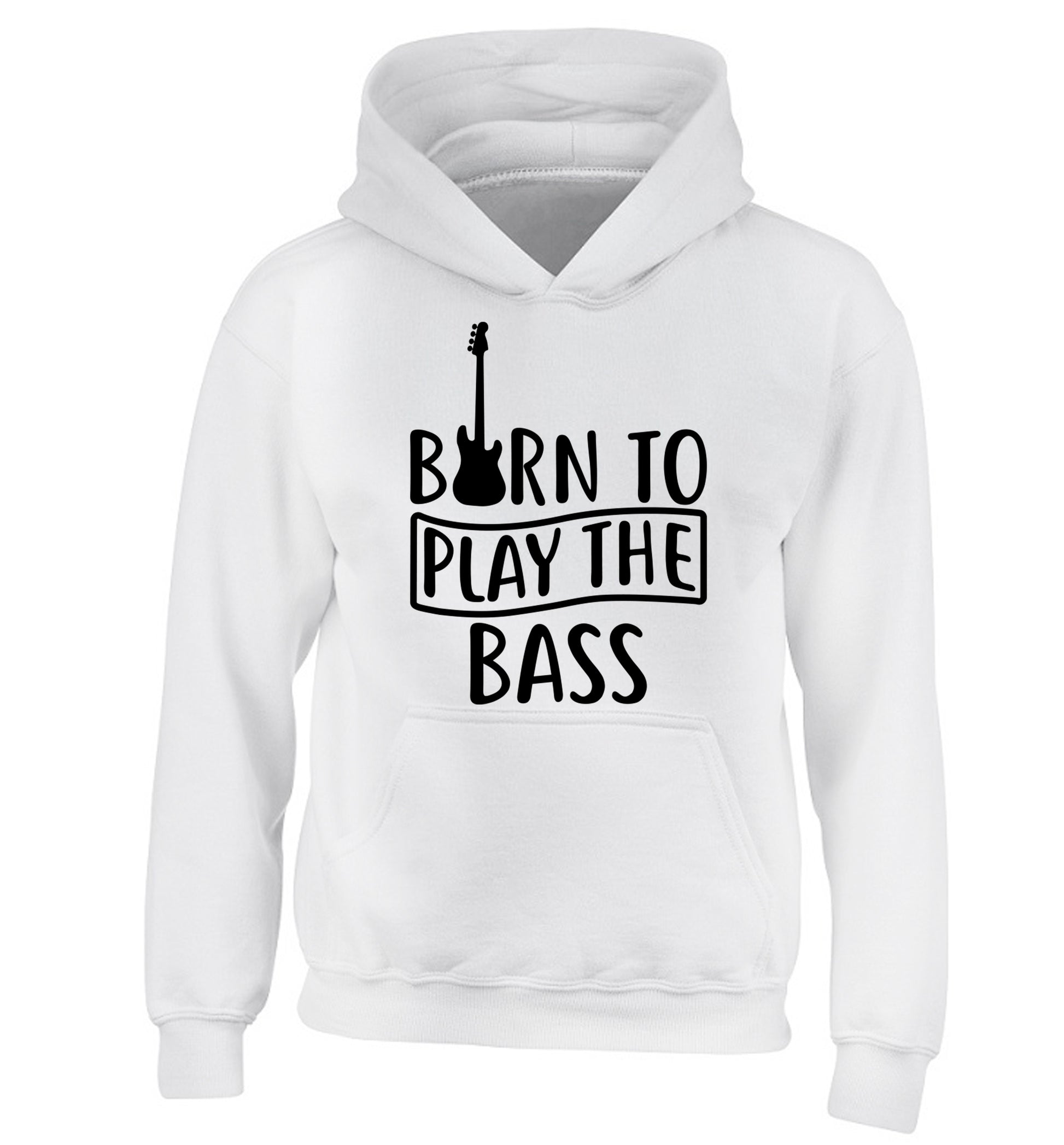 Born to play the bass children's white hoodie 12-14 Years