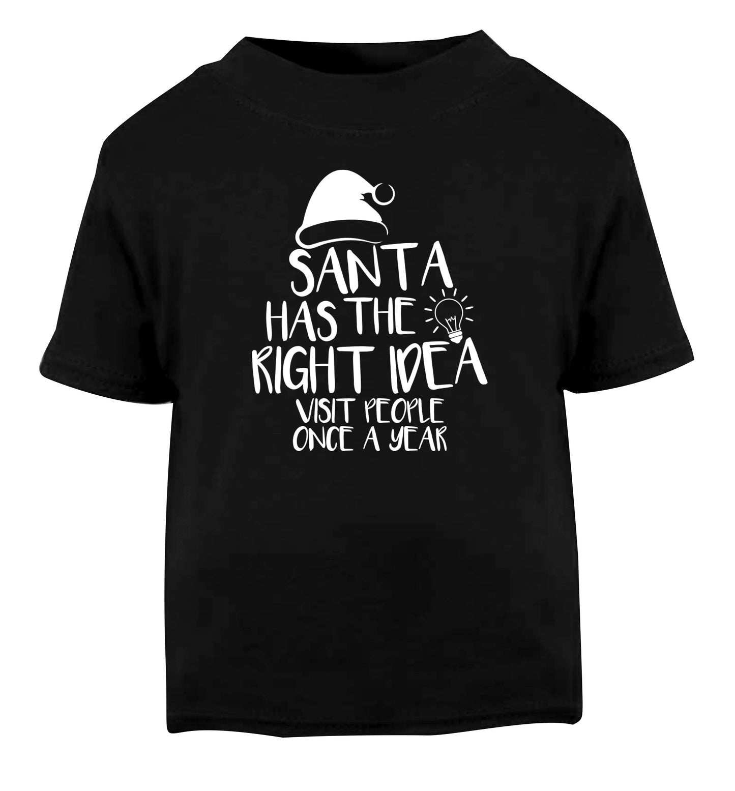 Santa has the right idea visit people once a year Black Baby Toddler Tshirt 2 years