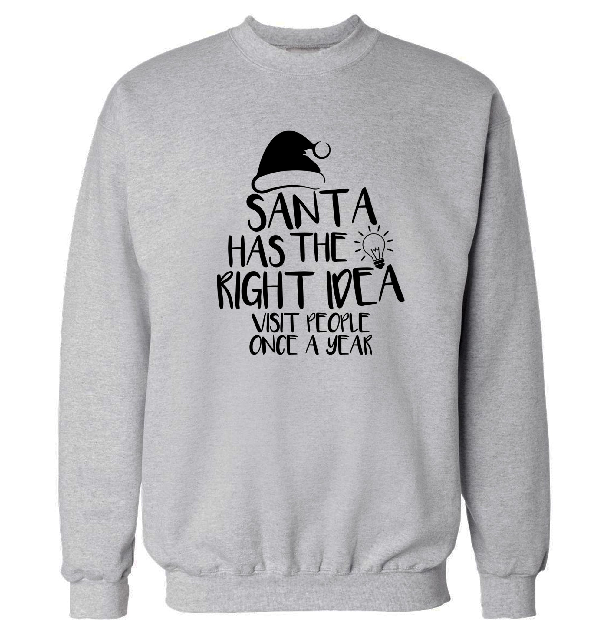 Santa has the right idea visit people once a year Adult's unisex grey Sweater 2XL