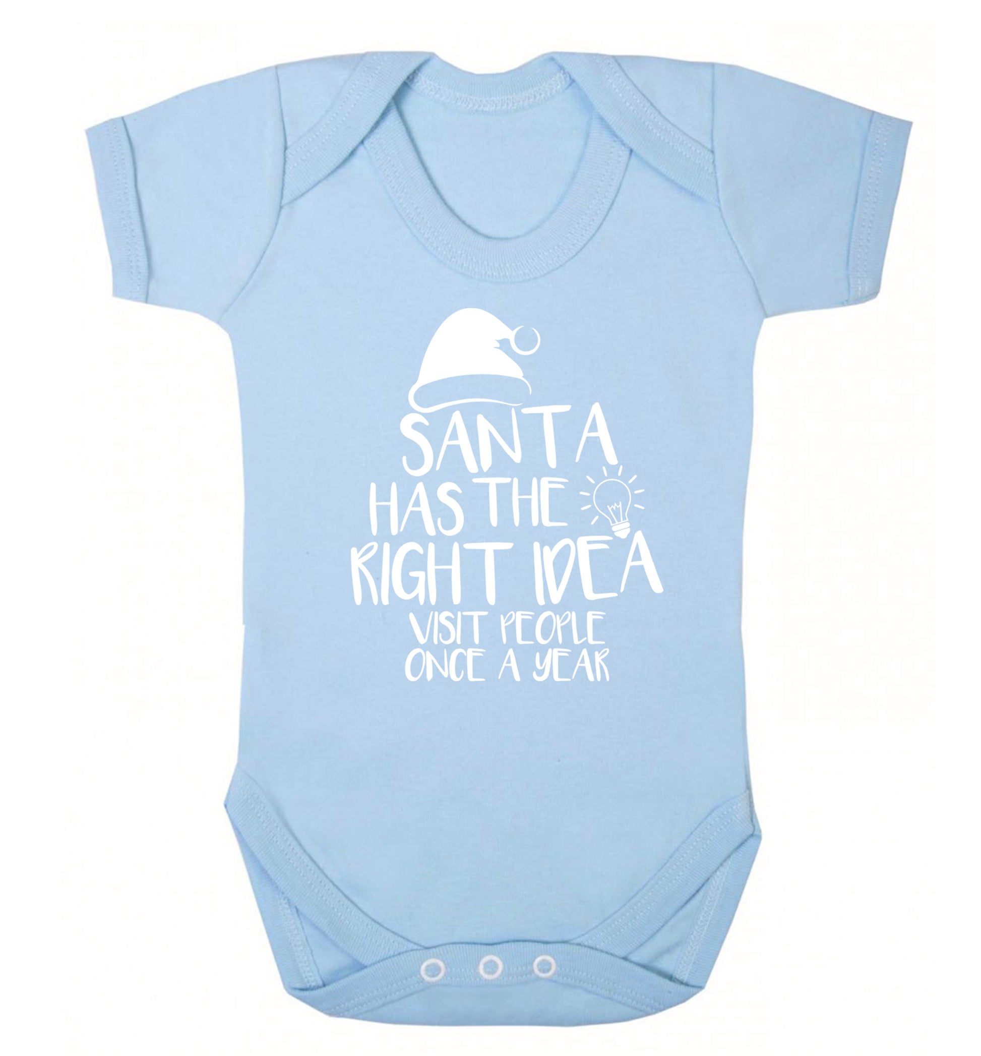 Santa has the right idea visit people once a year Baby Vest pale blue 18-24 months