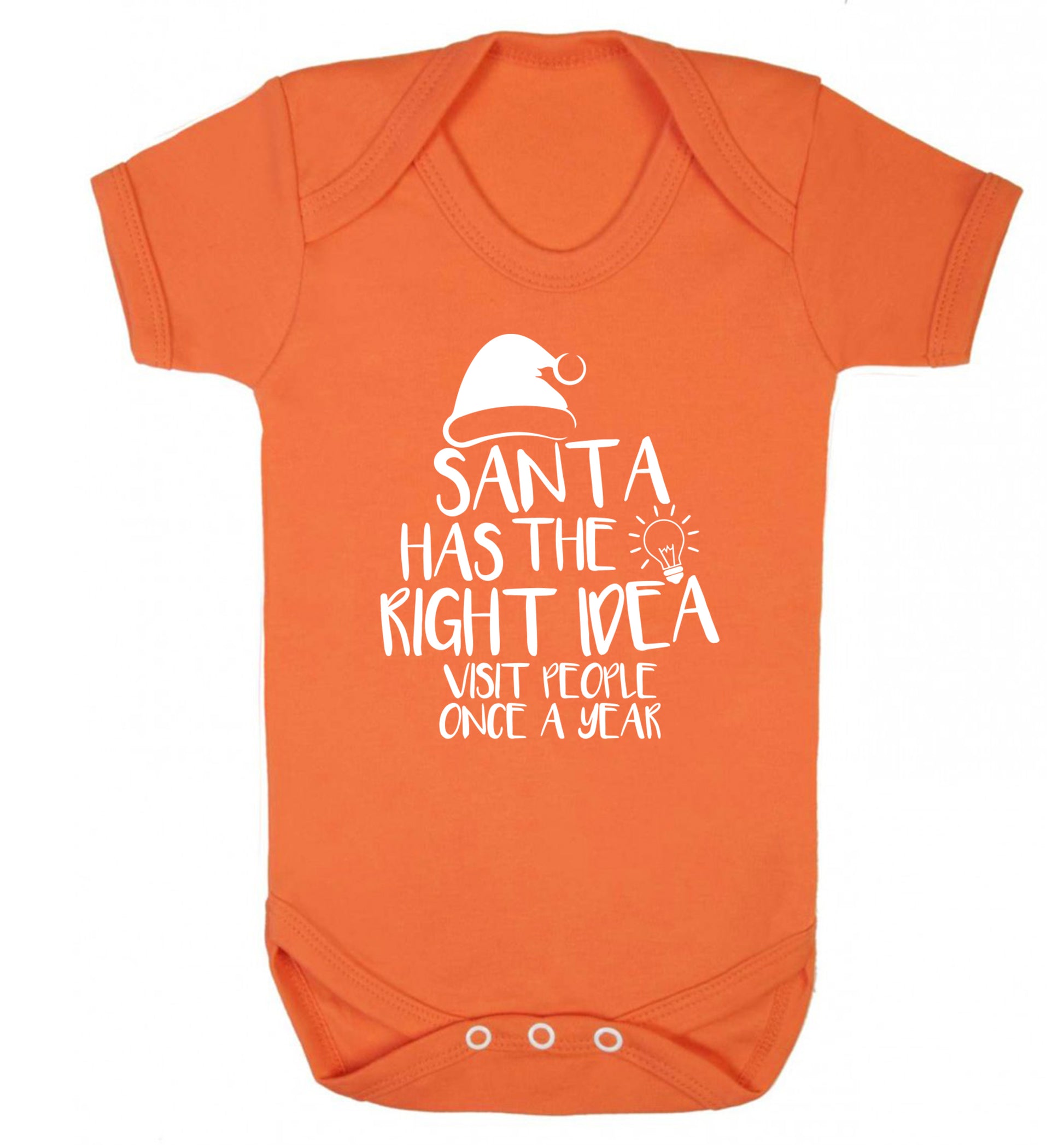 Santa has the right idea visit people once a year Baby Vest orange 18-24 months