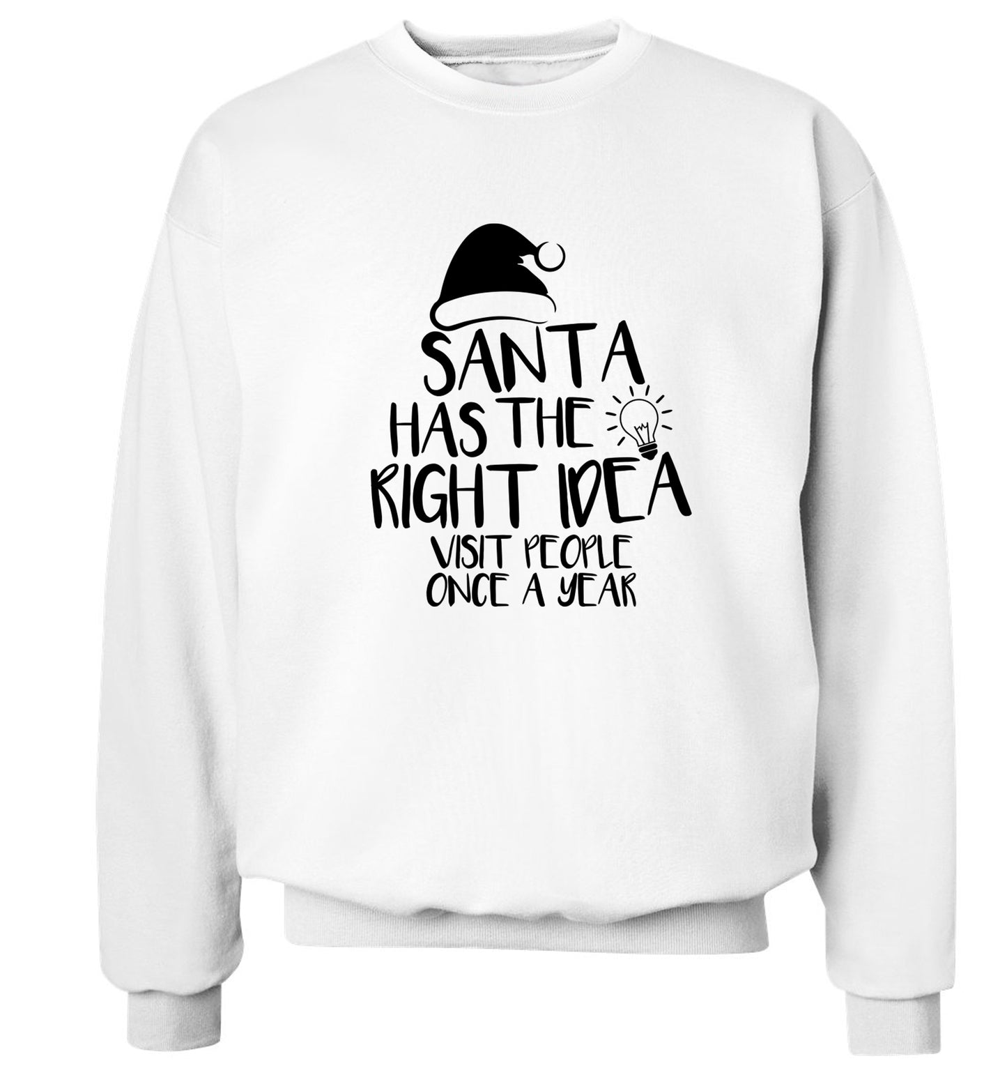 Santa has the right idea visit people once a year Adult's unisex white Sweater 2XL