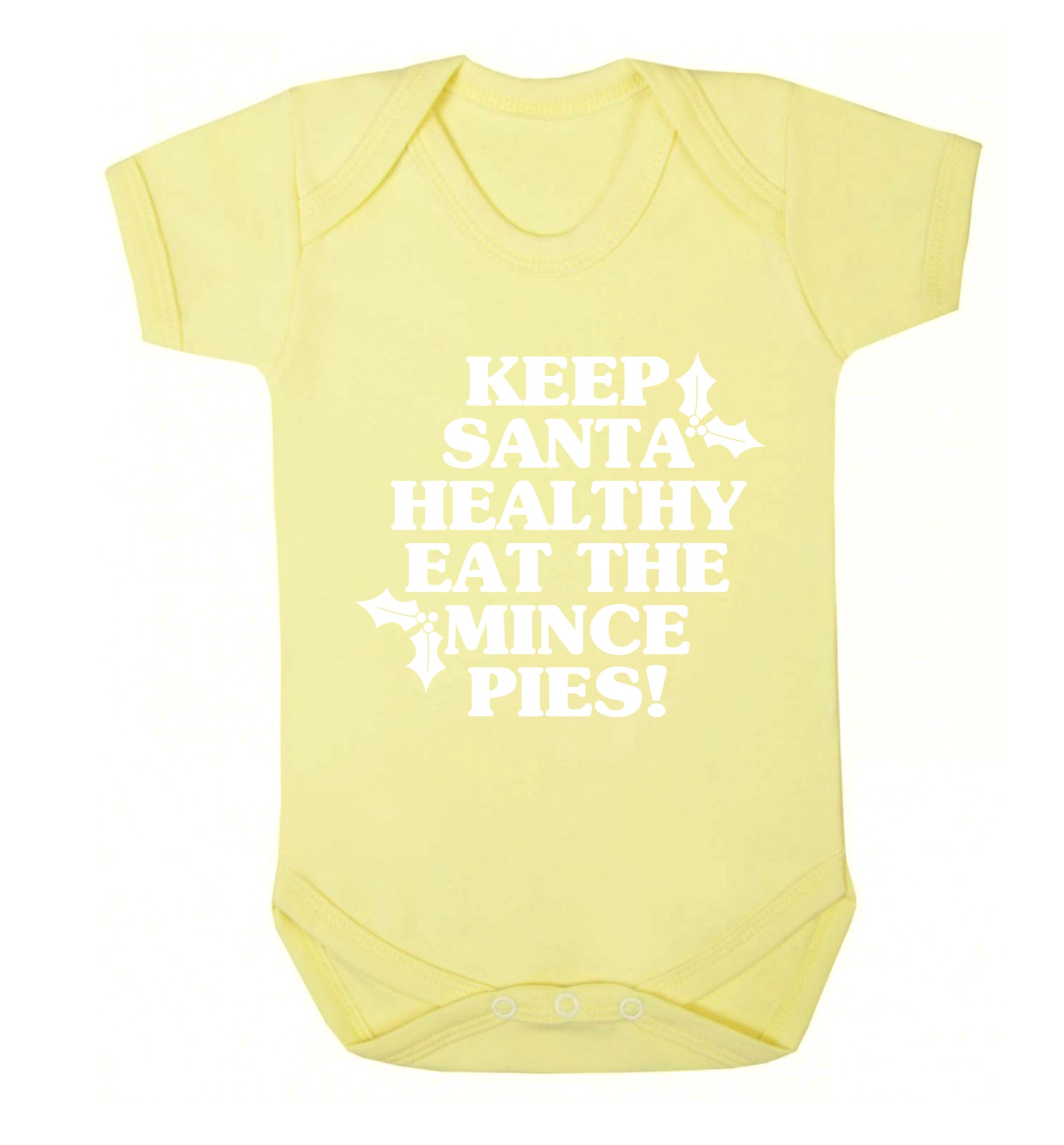 Keep santa healthy eat the mince pies Baby Vest pale yellow 18-24 months