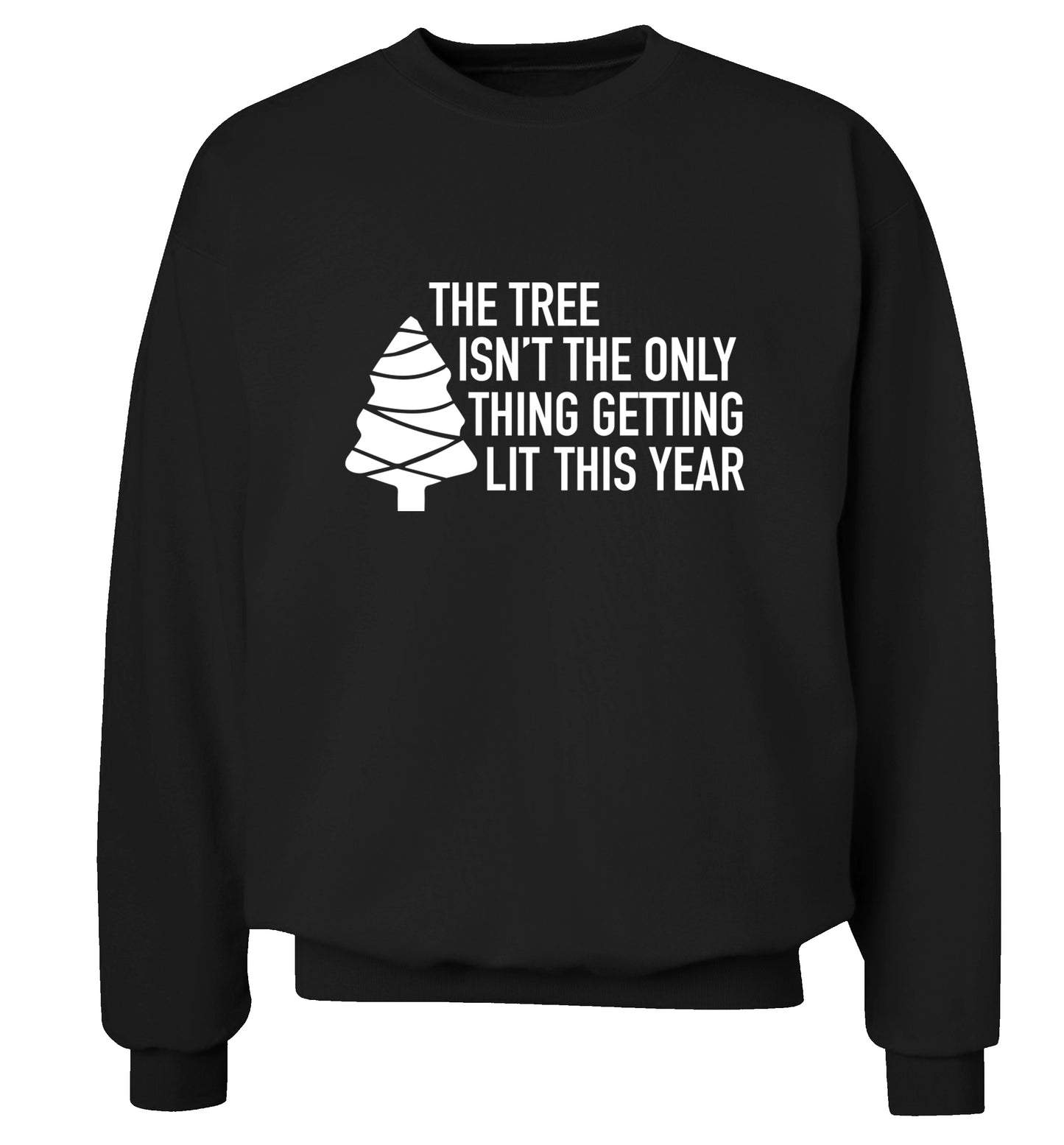 The tree isn't the only thing getting lit this year Adult's unisex black Sweater 2XL