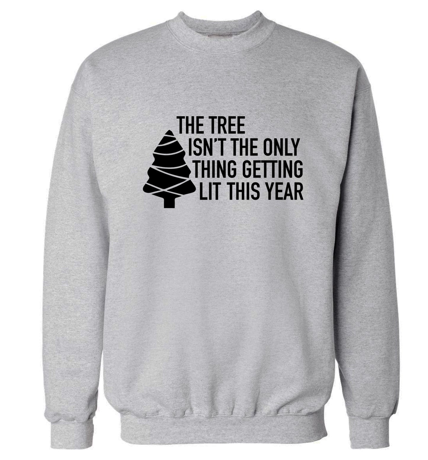 The tree isn't the only thing getting lit this year Adult's unisex grey Sweater 2XL