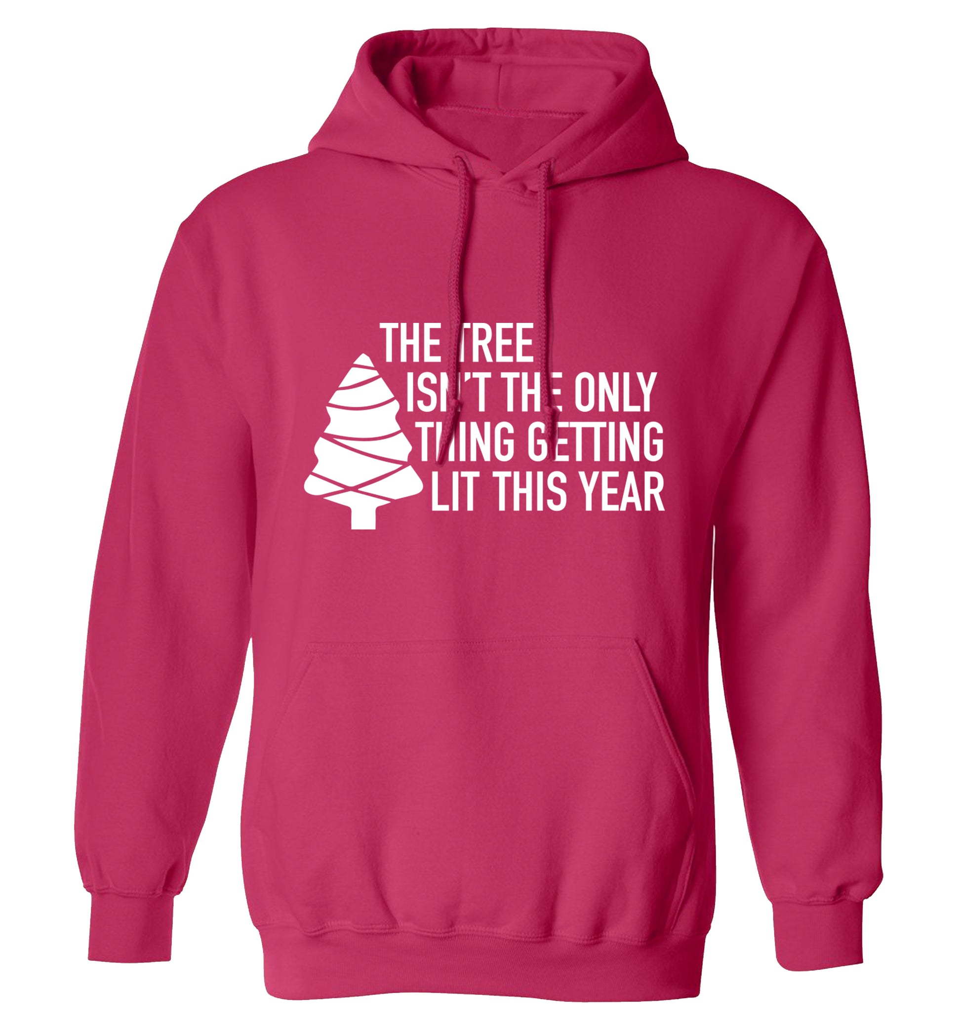 The tree isn't the only thing getting lit this year adults unisex pink hoodie 2XL