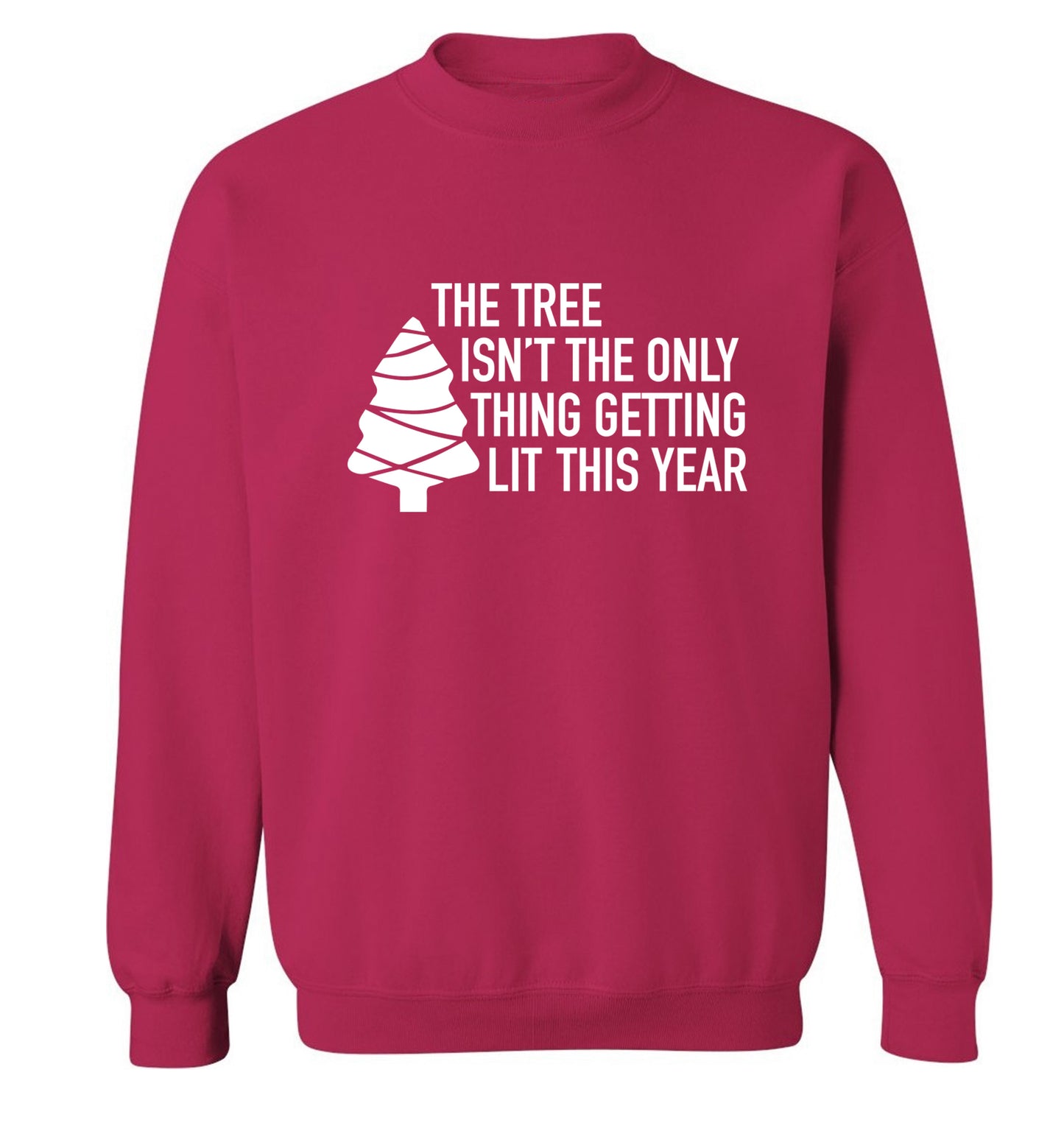 The tree isn't the only thing getting lit this year Adult's unisex pink Sweater 2XL
