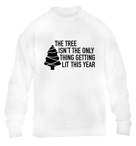 The tree isn't the only thing getting lit this year children's white sweater 12-14 Years