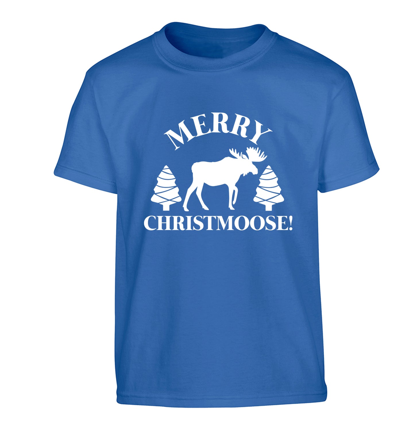 Merry Christmoose Children's blue Tshirt 12-14 Years