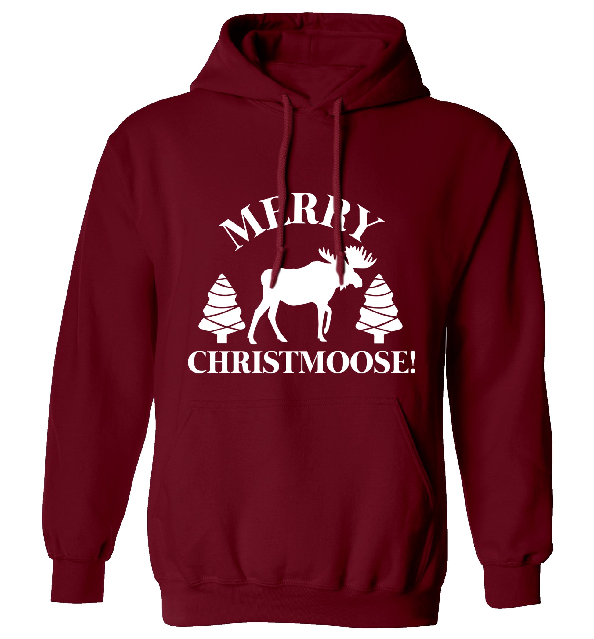Merry Christmoose adults unisex maroon hoodie 2XL