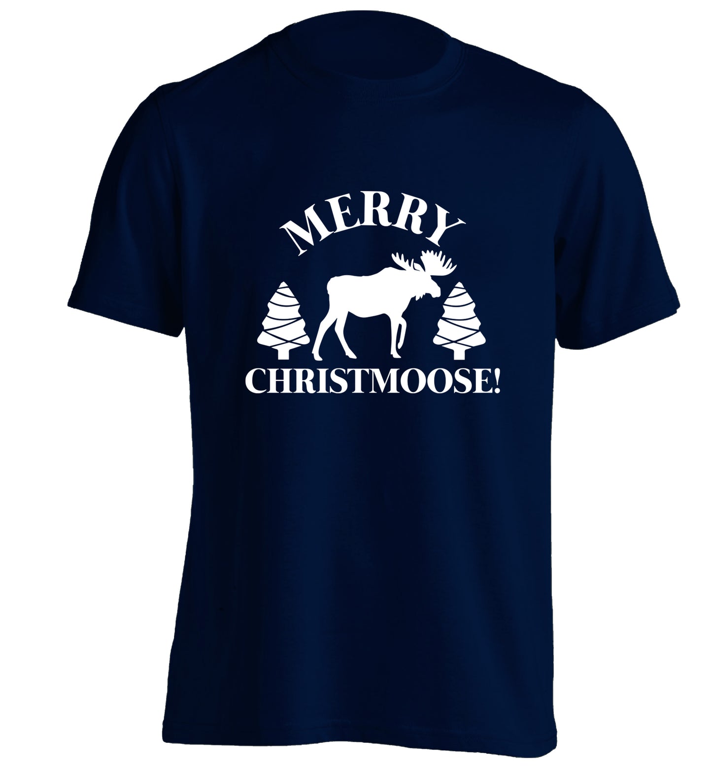 Merry Christmoose adults unisex navy Tshirt 2XL