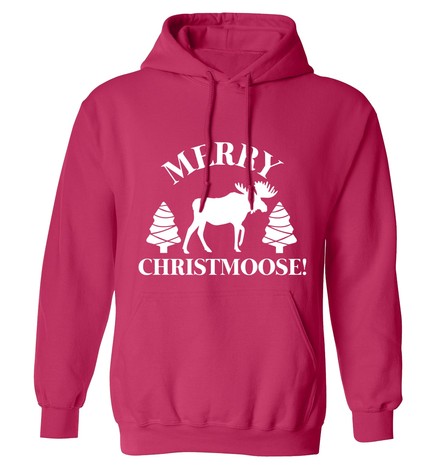 Merry Christmoose adults unisex pink hoodie 2XL