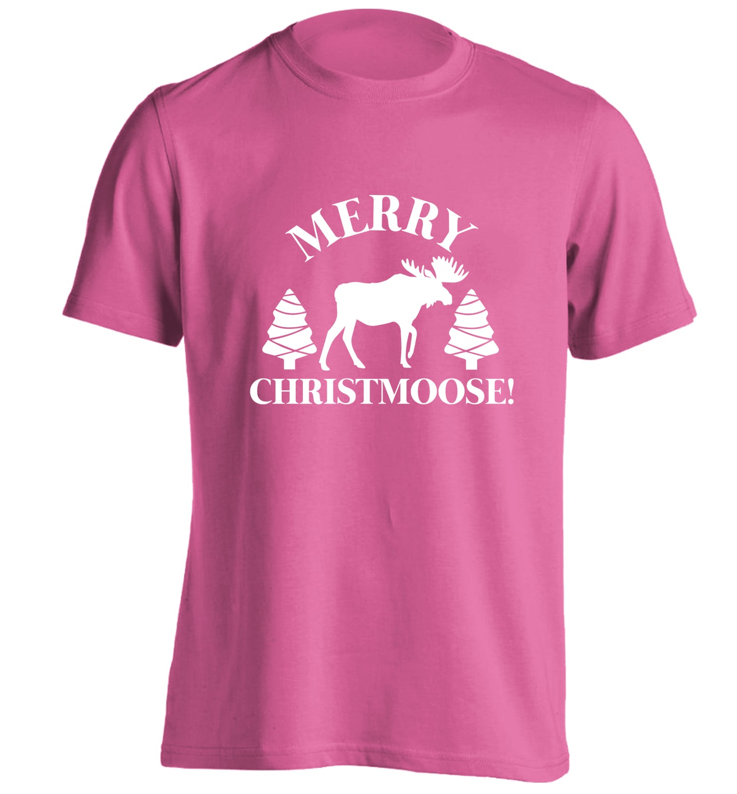 Merry Christmoose adults unisex pink Tshirt 2XL