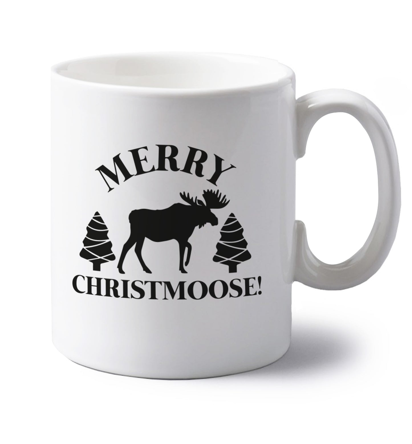 Merry Christmoose left handed white ceramic mug 