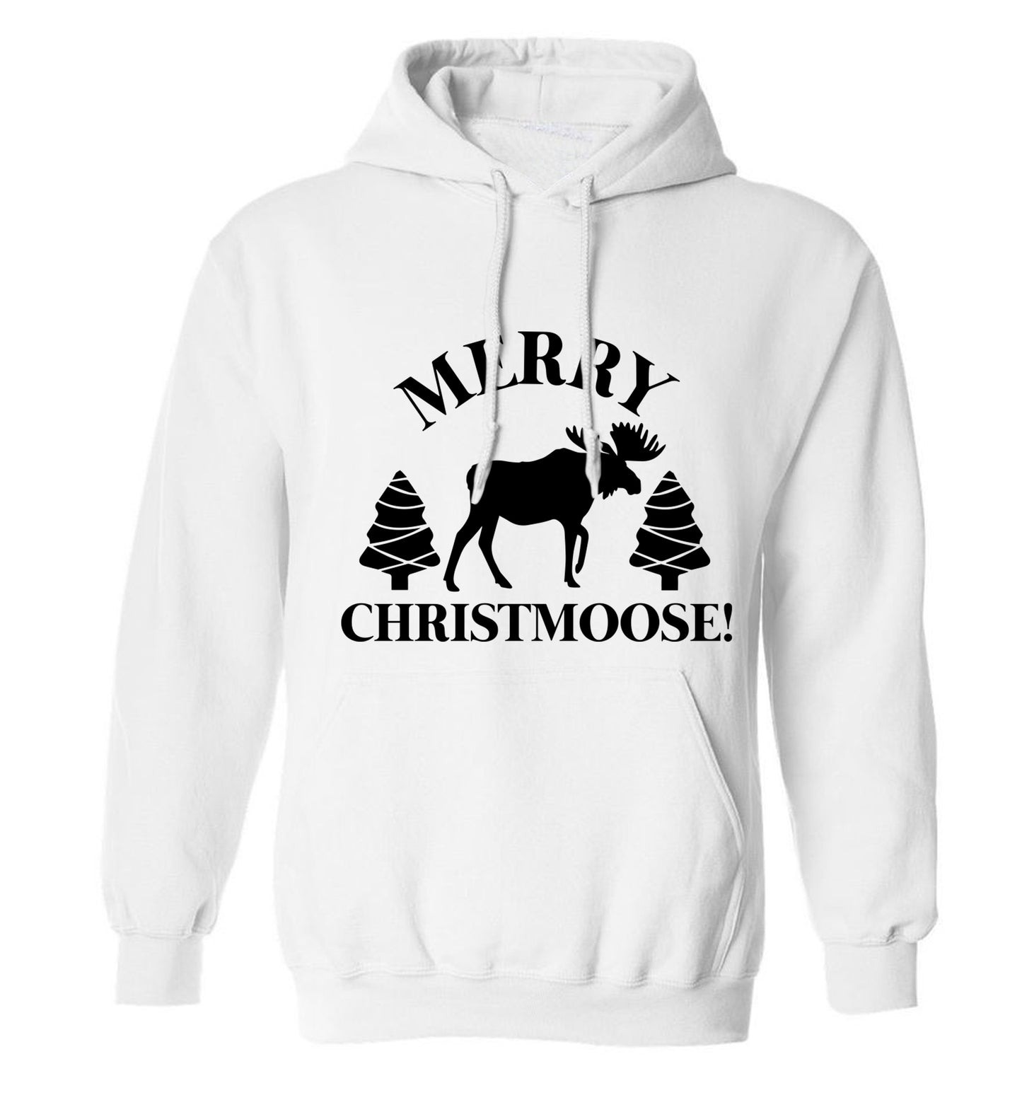 Merry Christmoose adults unisex white hoodie 2XL