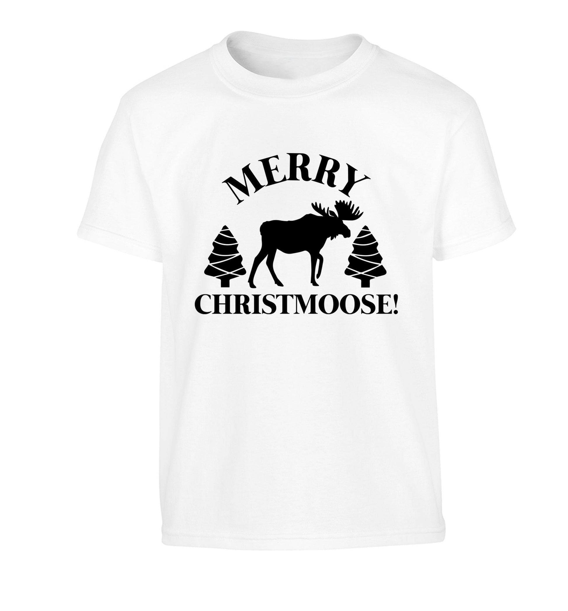 Merry Christmoose Children's white Tshirt 12-14 Years